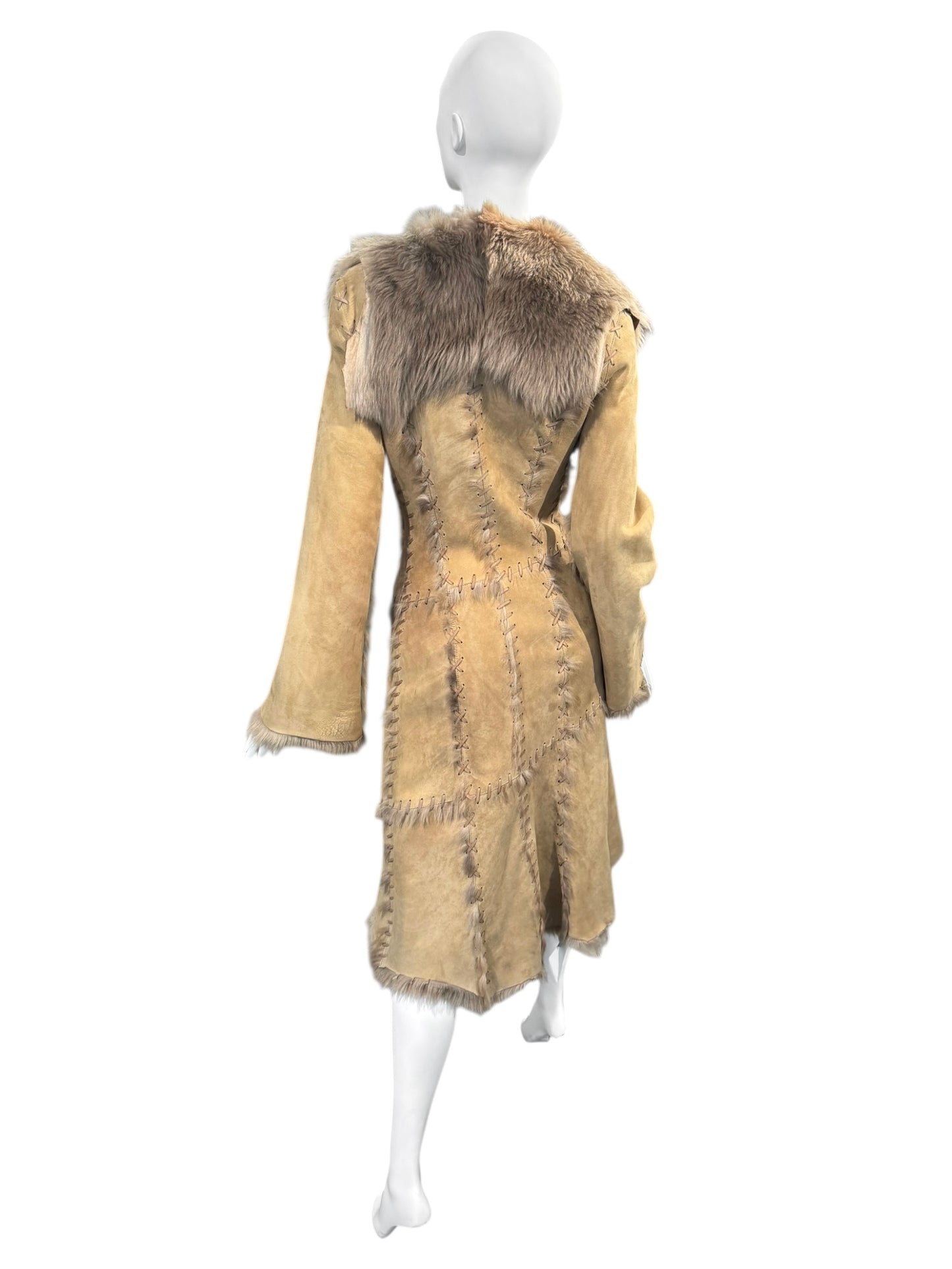ALEXANDER MCQUEEN FW1999 «THE OVERLOOK» BROWN LACE-UP SHEARLING COAT
