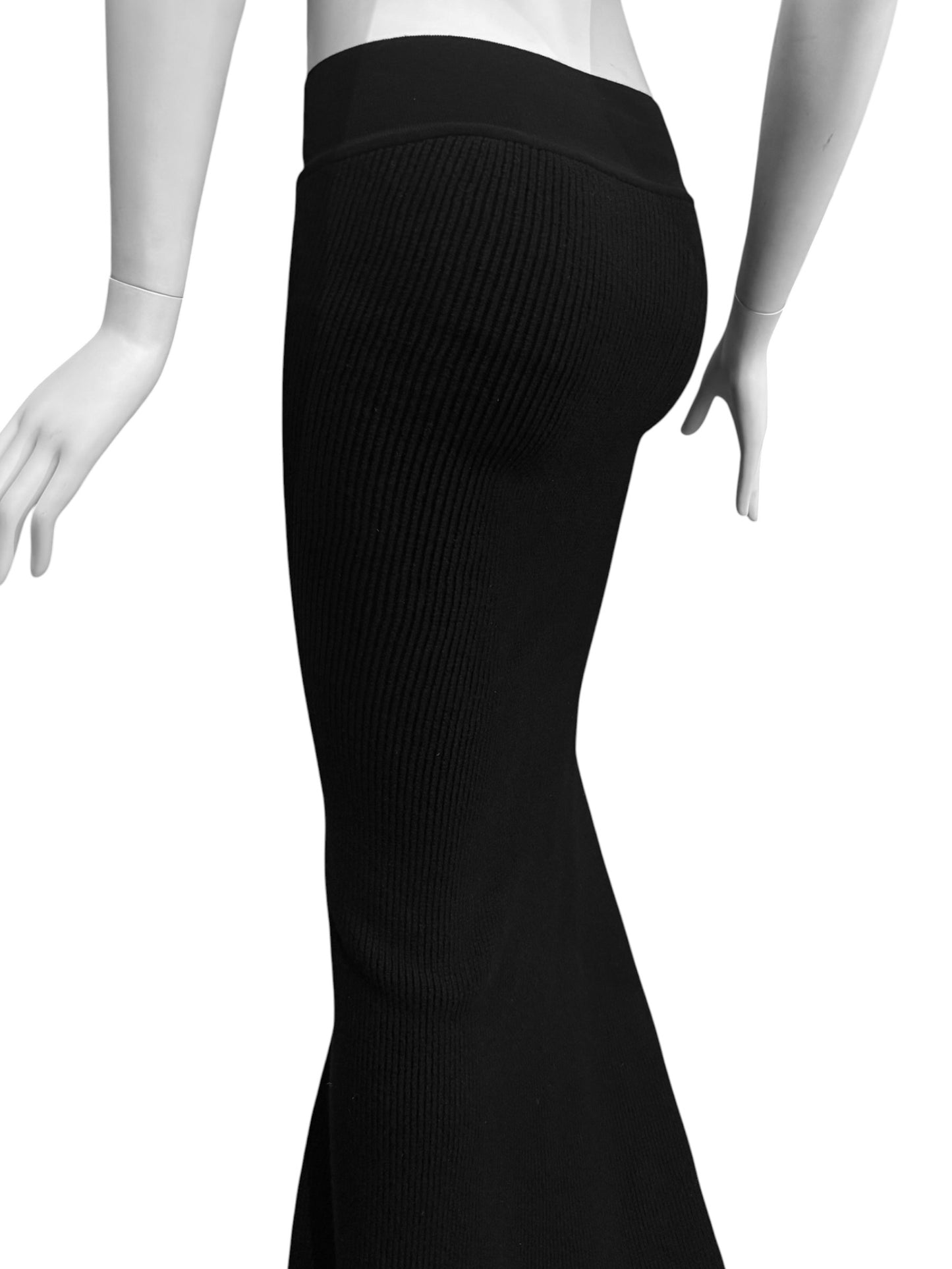 RICK OWENS FW2023 «LUXOR» BLACK CASHMERE SLIT MAXI TRAIN SKIRT
