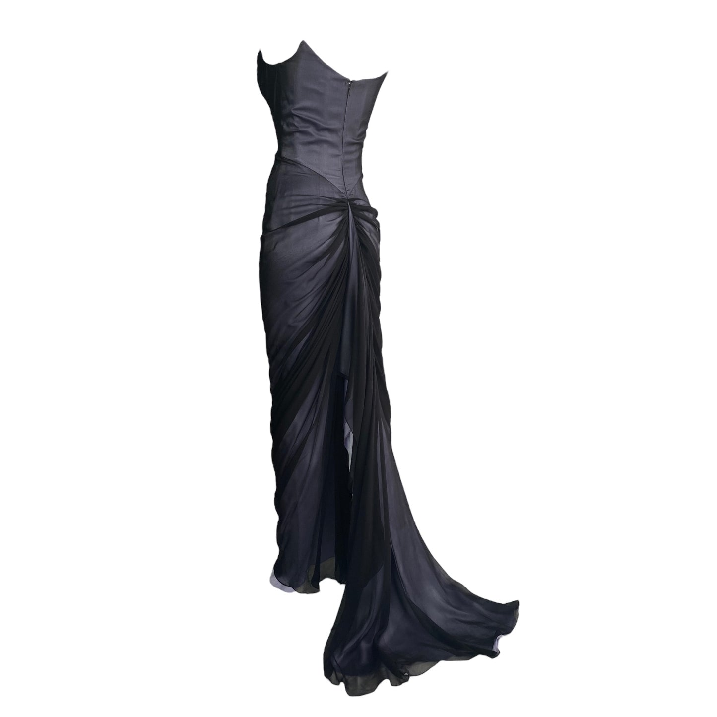 RICHARD TYLER COUTURE 2000s GREY SILK GOWN