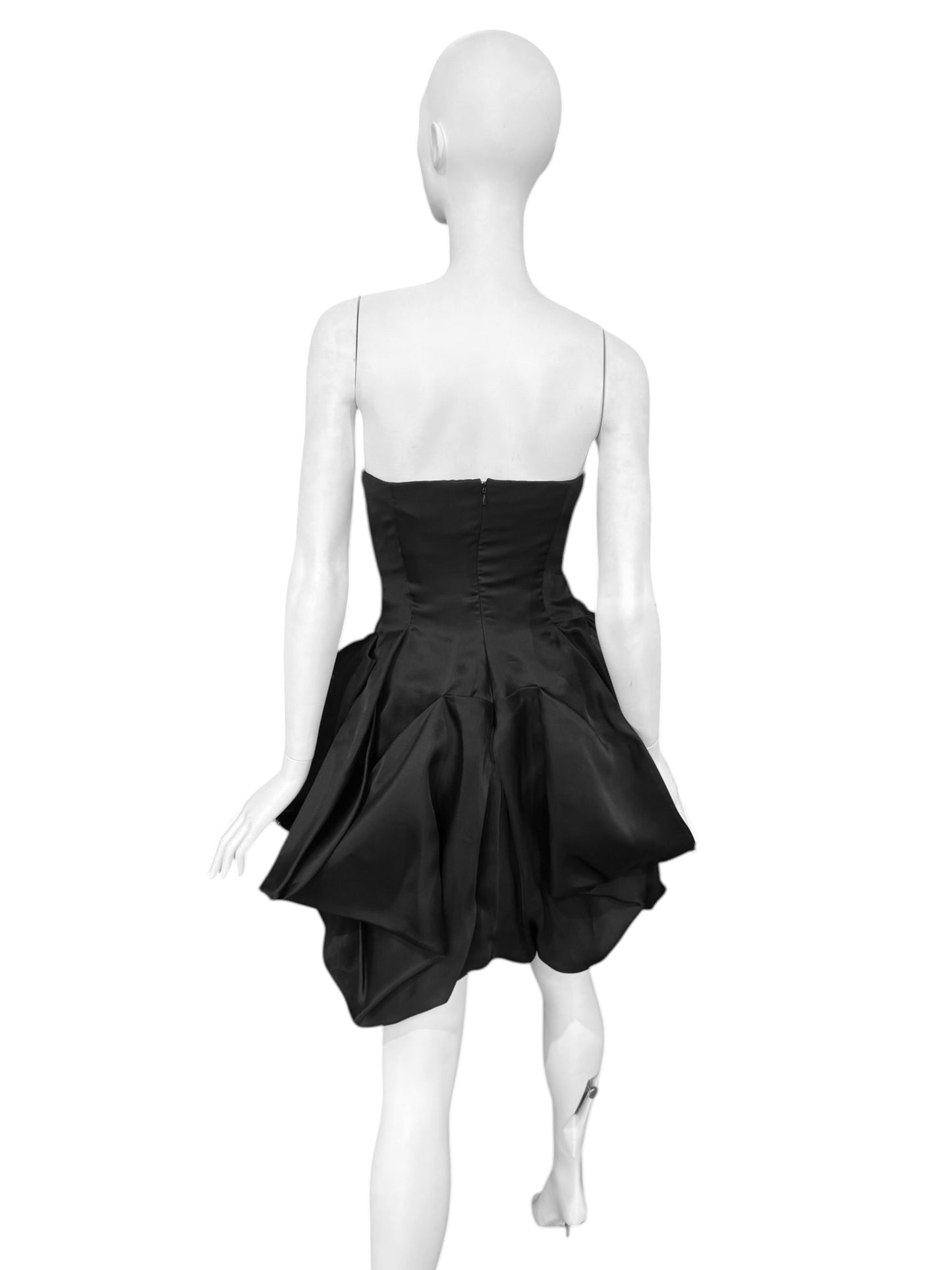 ALEXANDER MCQUEEN SS2009 «NATURAL DIS-TINCTION UN-NATURAL SELECTION» BLACK SILK BUSTIER MINI DRESS