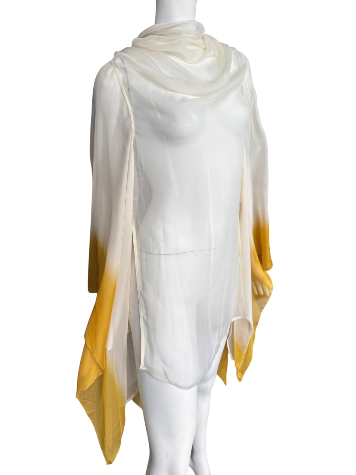 RICK OWENS SS2022 ‘FOGACHINE’ WHITE & YELLOW SILK TOP