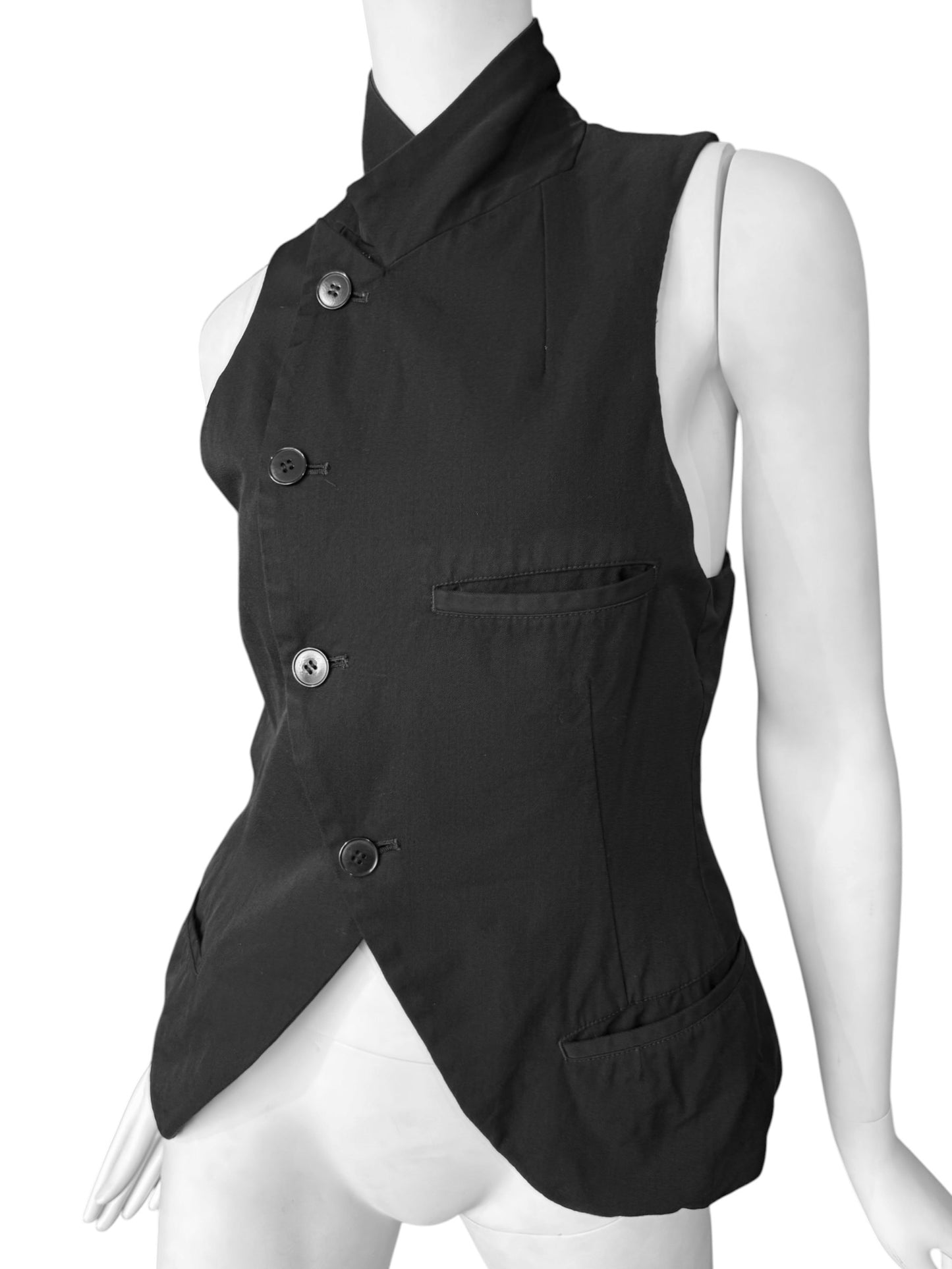 Y’S YOHJI YAMAMOTO 2000s BLACK WOOL ASYMMETRICAL VEST