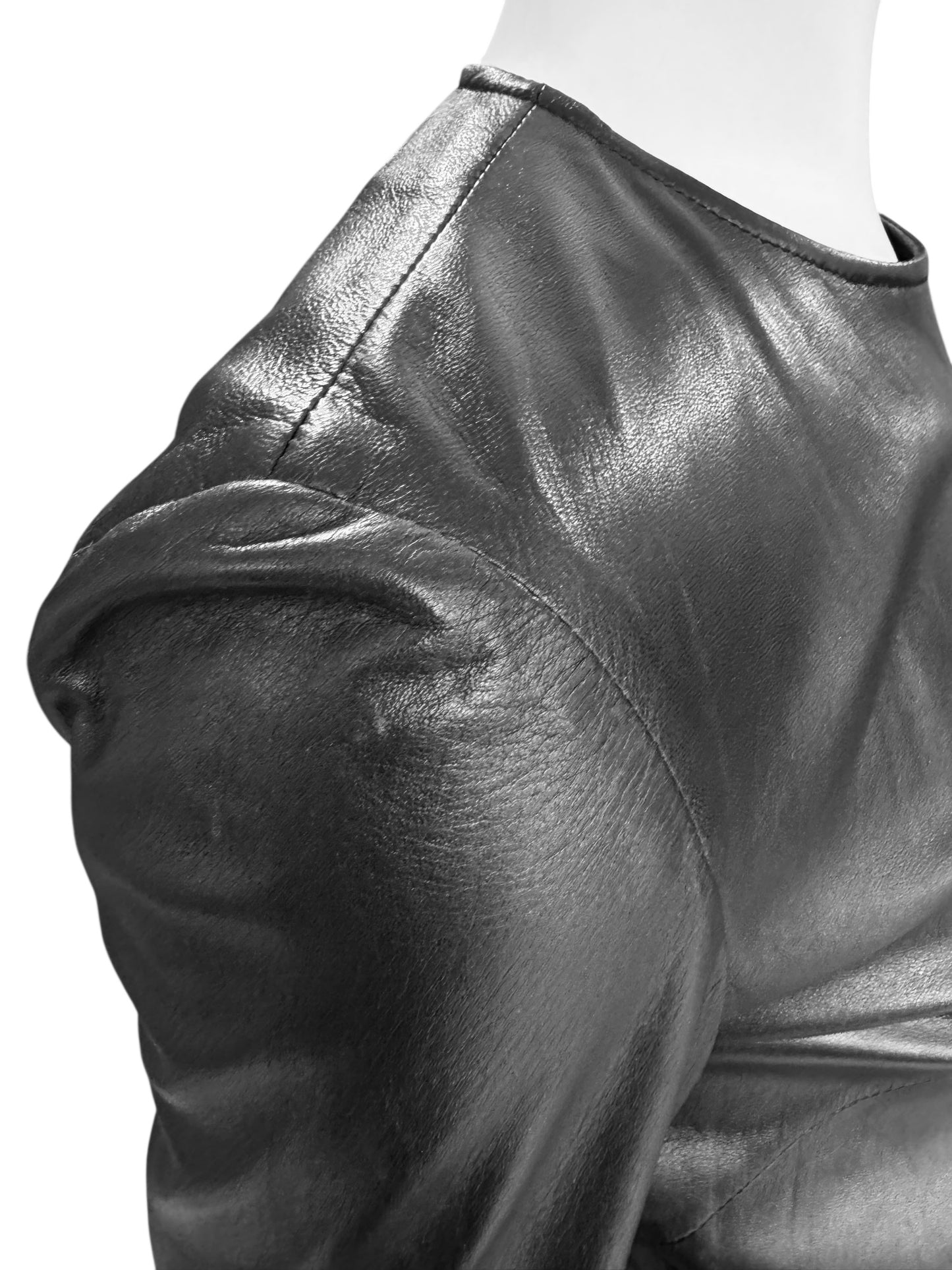 GUCCI FW1997 BY TOM FORD BLACK LEATHER WRAPPABLE MIDI DRESS