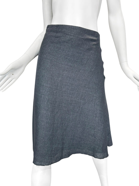 MARC LE BIHAN GREYISH BLUE DENIM MIDI SKIRT