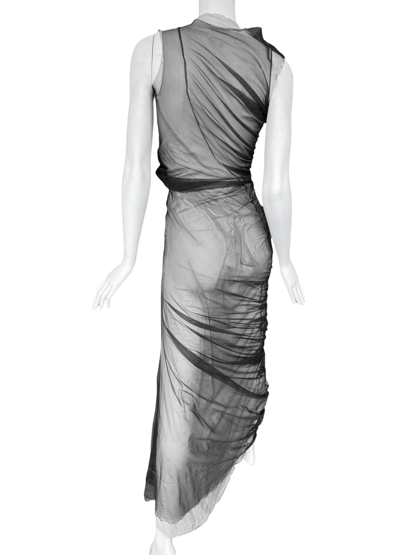 MAISON MARGIELA SS2021 BY JOHN GALLIANO BLACK & WHITE LAYERED DRAPÉ MAXI DRESS