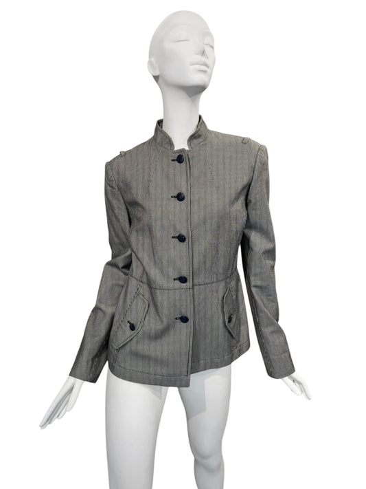 C’N’C COSTUME NATIONAL 2000s GREY STRIPED JACKET