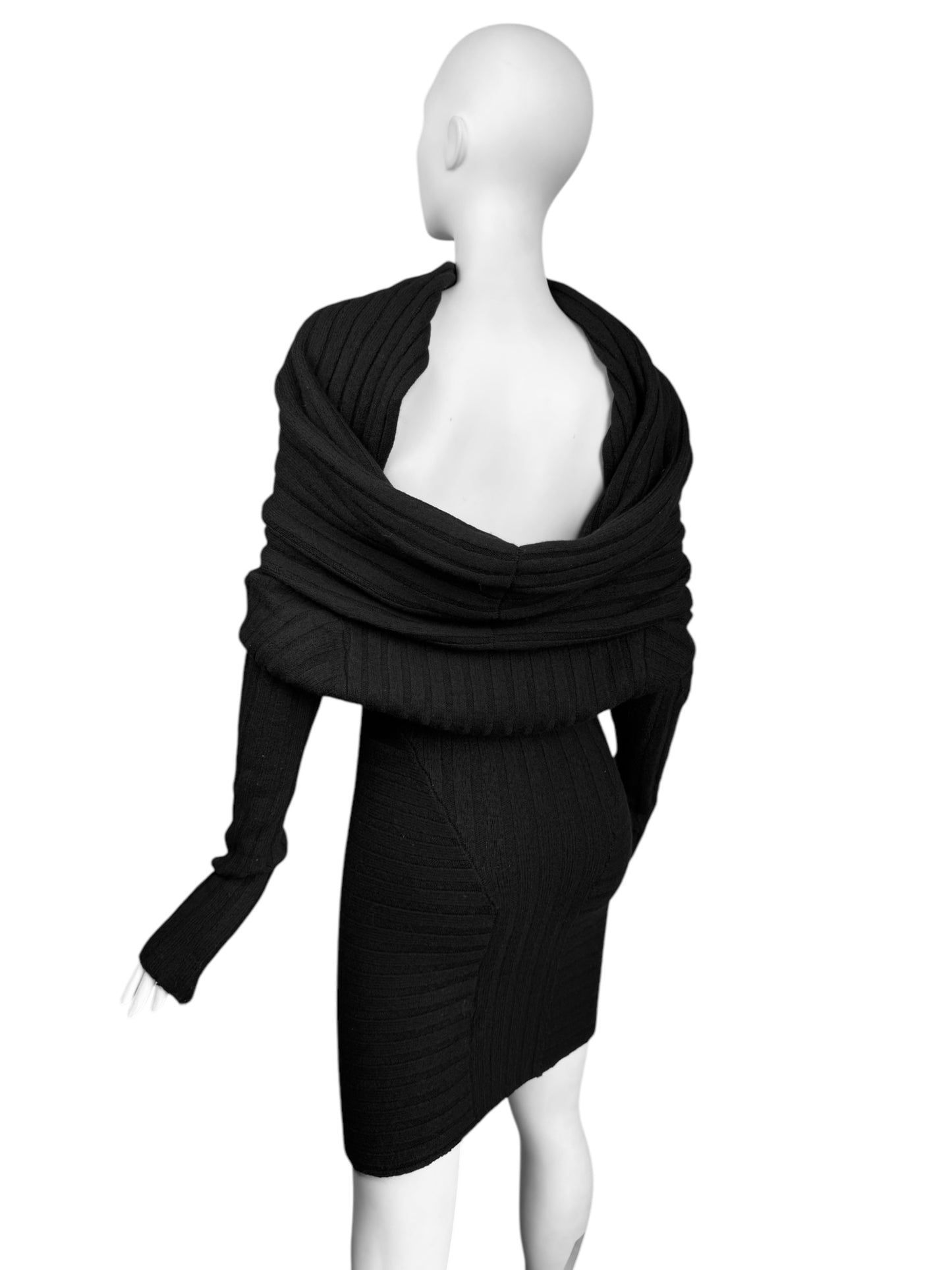 PLEIN SUD JEANIUS 2000s BLACK WOOL MULTI-WAY MINI DRESS