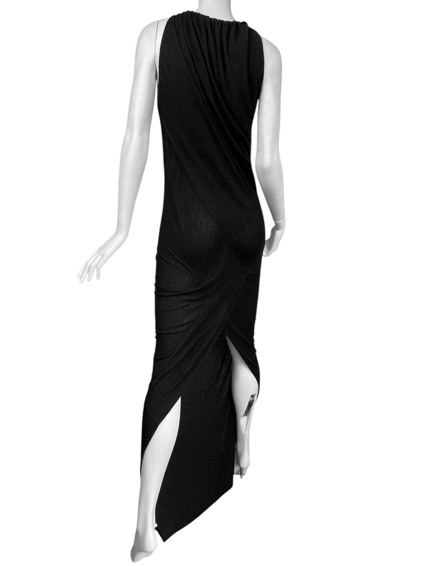 RICK OWENS LILIES 2010s BLACK SLIT MAXI DRESS