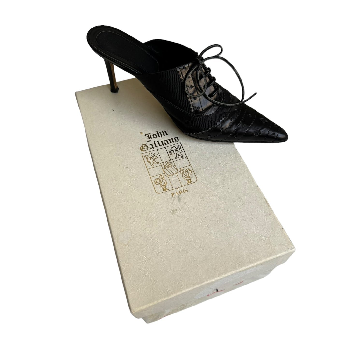 JOHN GALLIANO SS2002 BLACK LEATHER OXFORD MULES