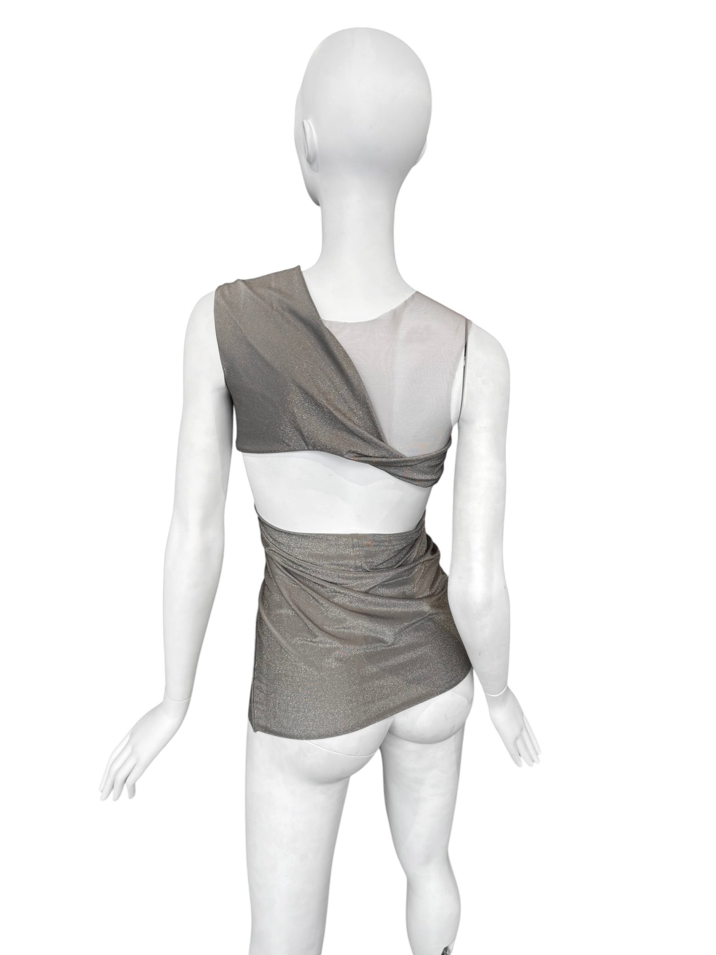 RICK OWENS LILIES 2020s GREY CUT OUT ASYMMETRICAL TANK TOP