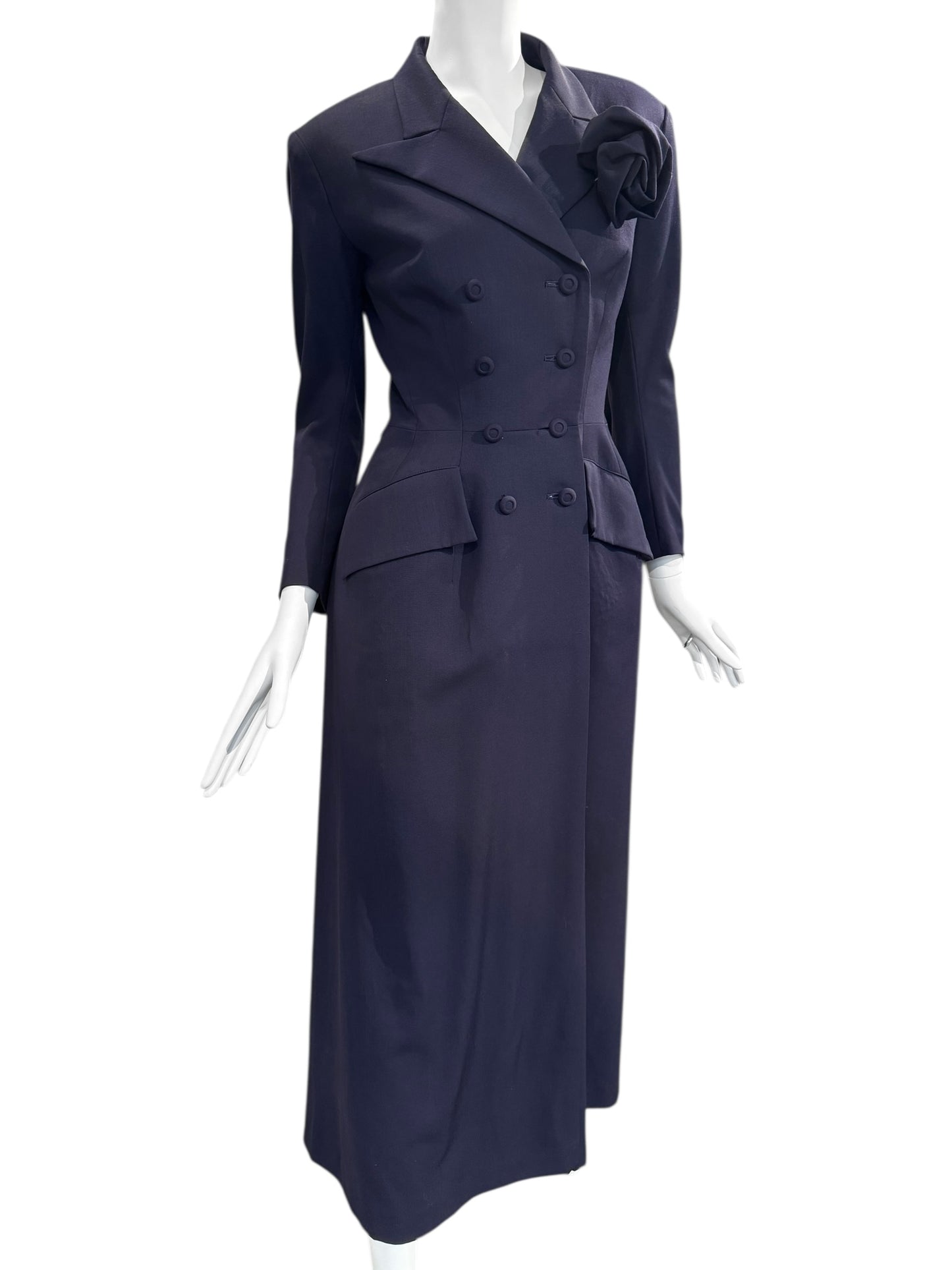 YOHJI YAMAMOTO SS1997 PURPLE WOOL DOUBLE BREASTED MAXI COAT