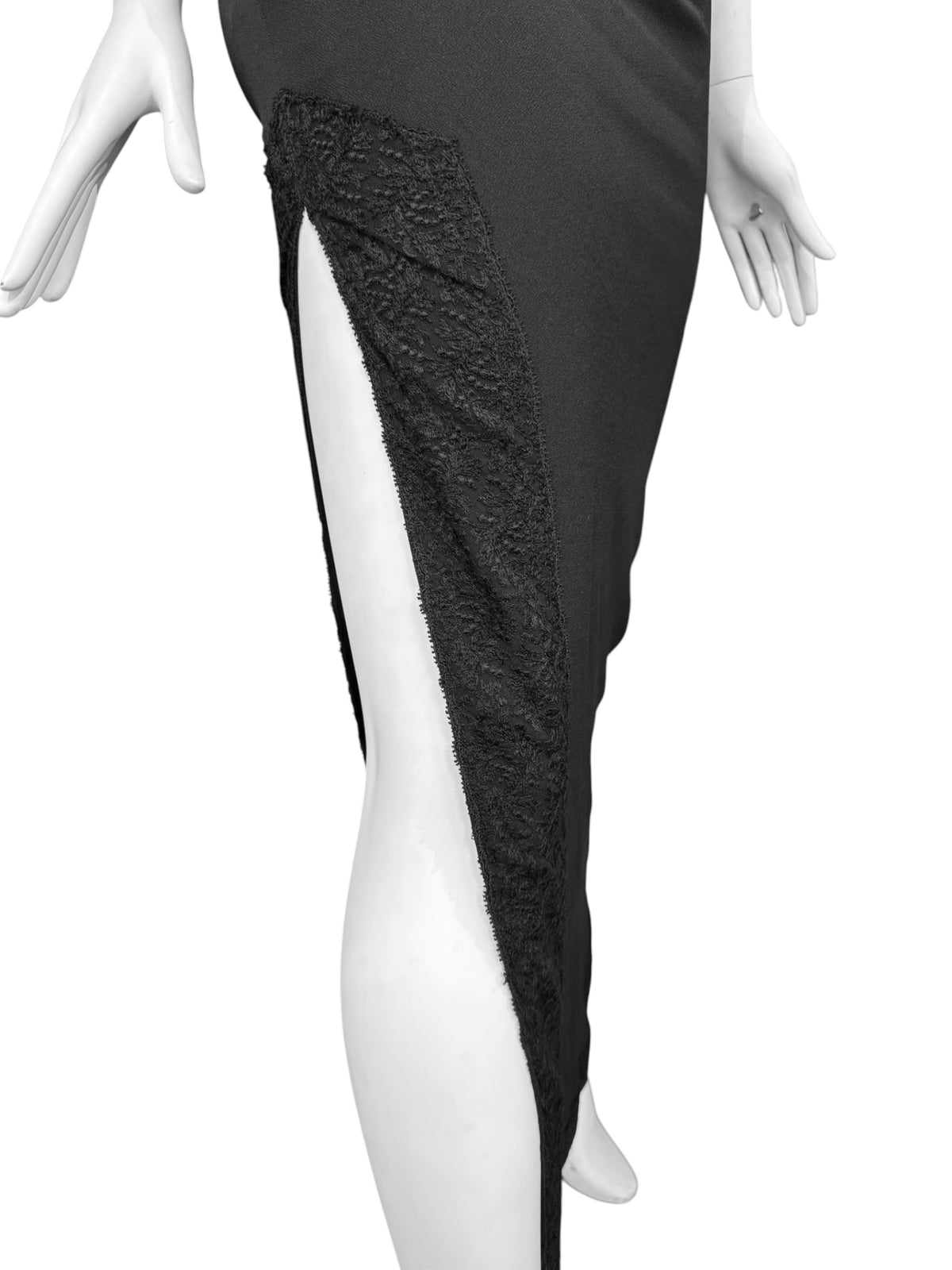 CHRISTIAN DIOR FW1997 BY JOHN GALLIANO BLACK LACE & BEADS MAXI DRESS