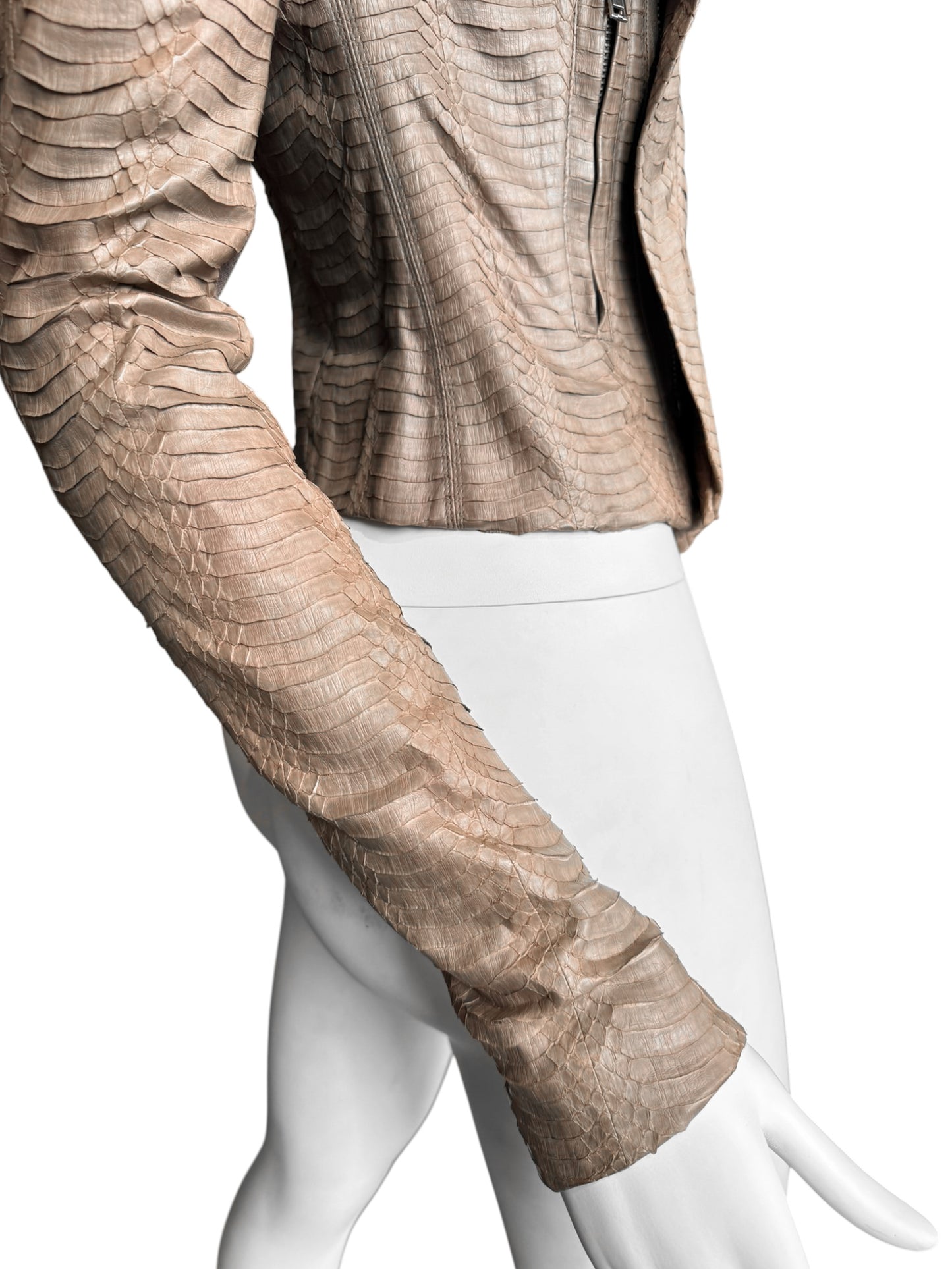 RICK OWENS SS2012 «NASKA» BROWN PYTHON LEATHER ASYMMETRICAL ZIP JACKET