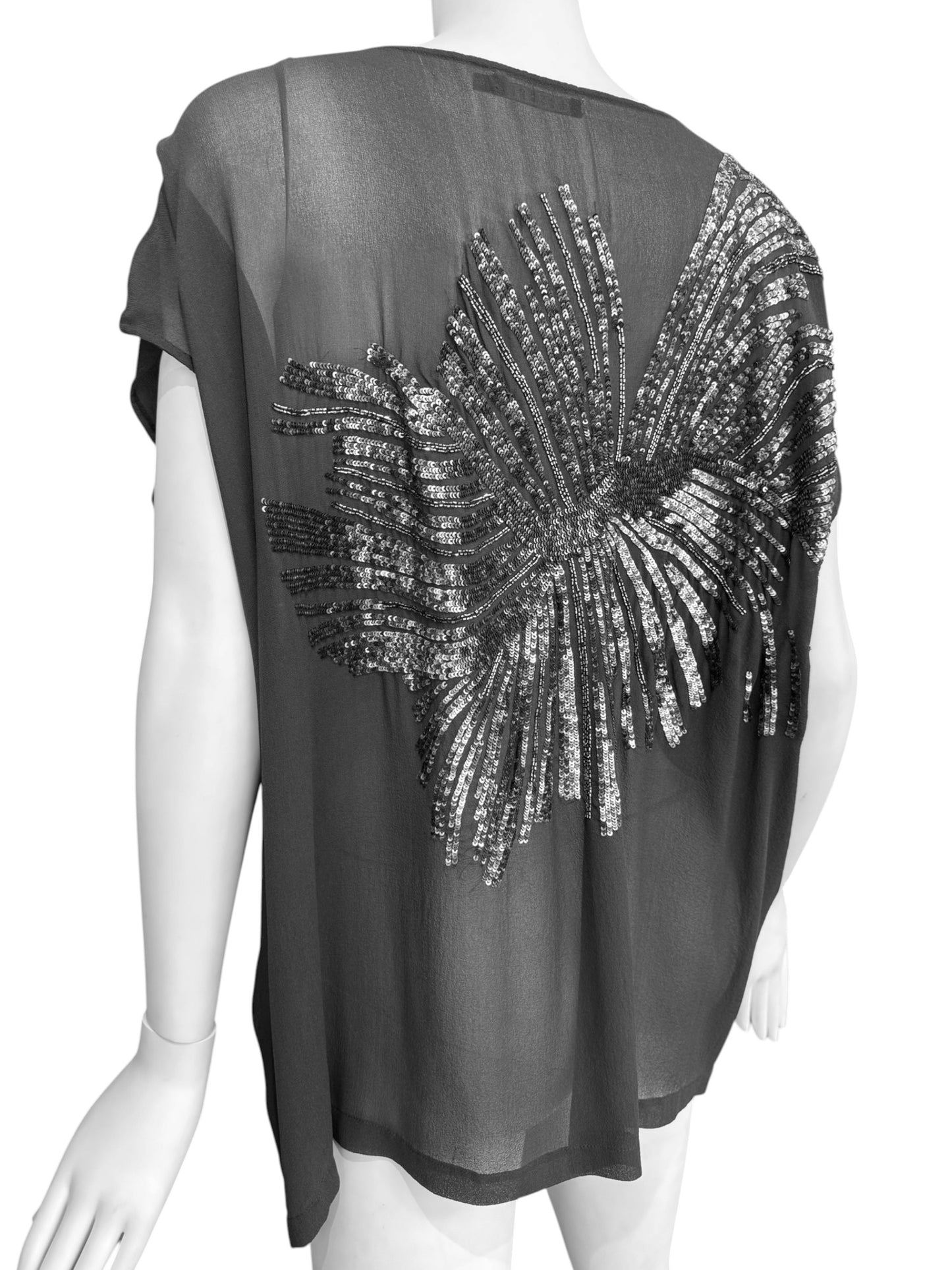PEACHOO + KREJBERG 2010s BLACK SILK EMBELLISHED TANK TOP