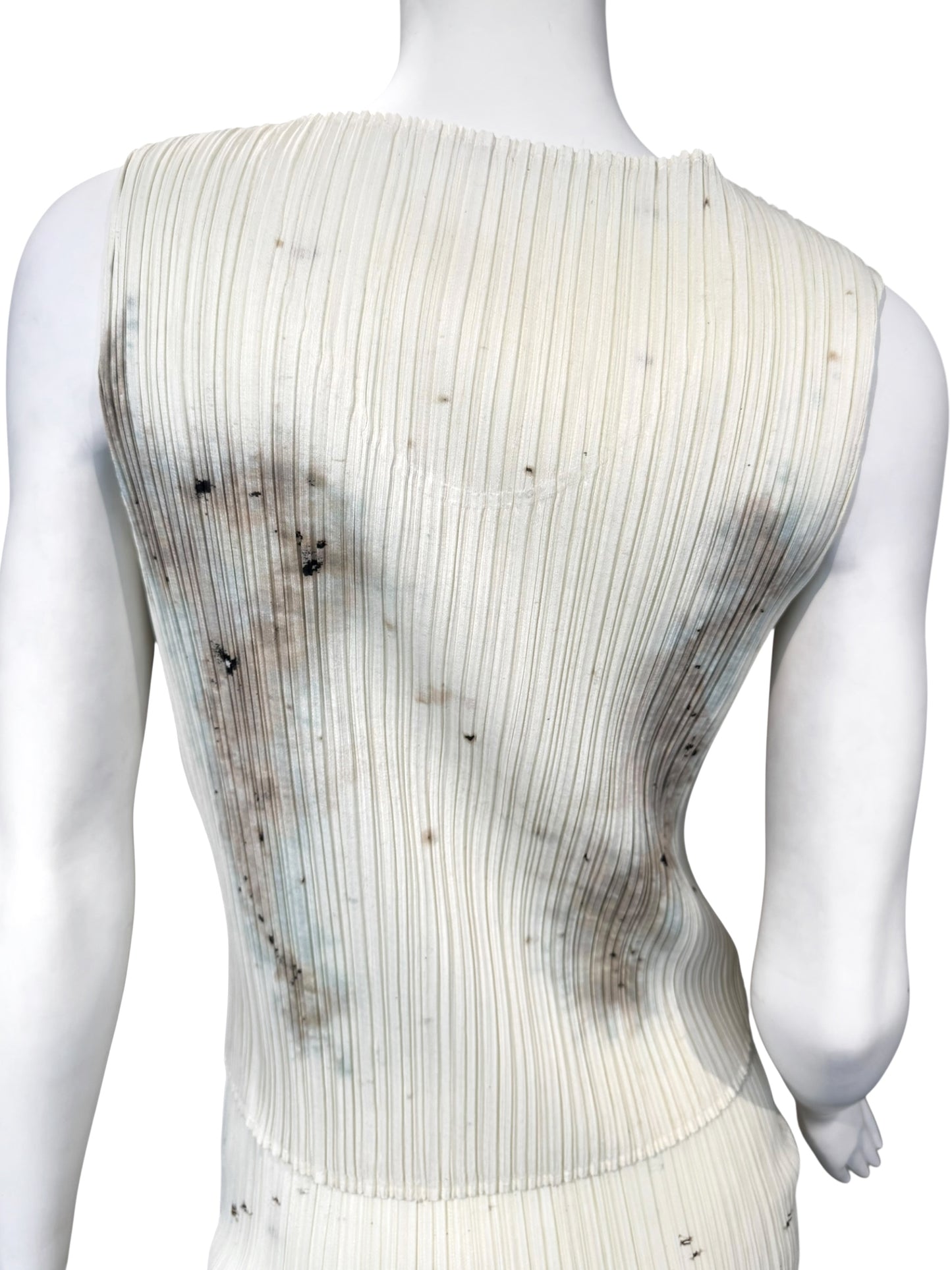 PLEATS PLEASE ISSEY MIYAKE 1998 X CAI GUO-QIANG GUNPOWDER PRINT PLEATED 3P. SET (TOP, PANTS & TUNIC)