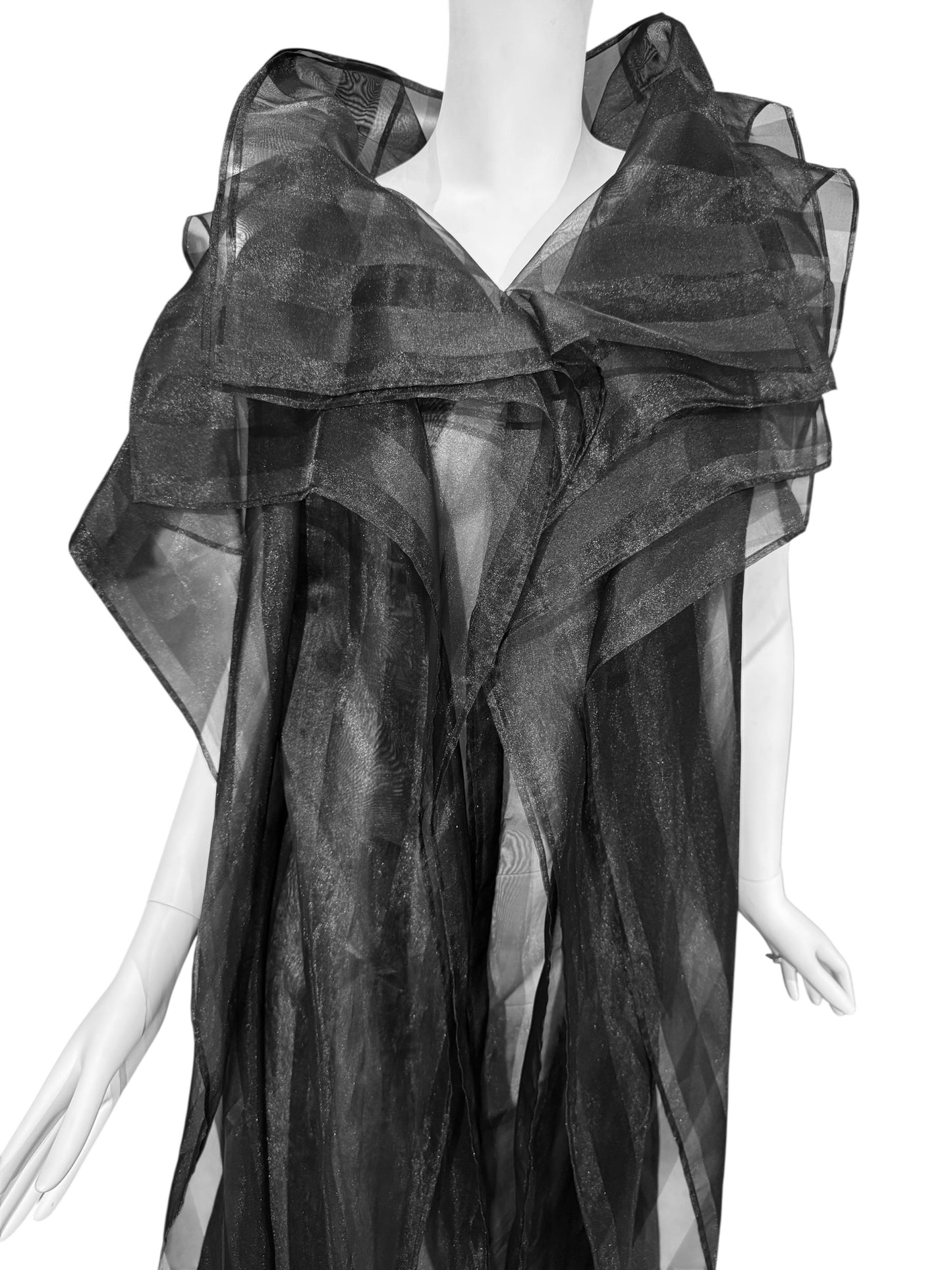 ISSEY MIYAKE FW2009 BY DAI FUJIWARA BLACK PANELS SHEER MAXI DRESS