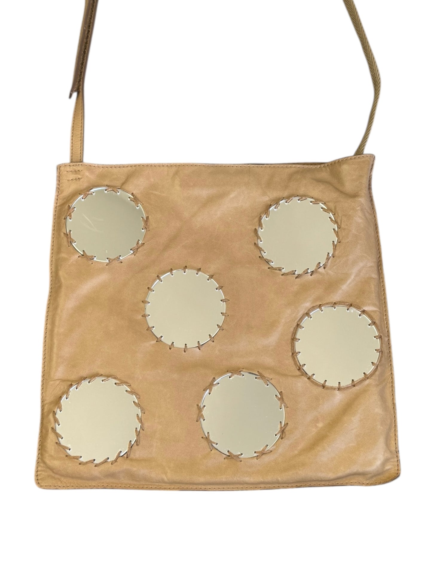 PRADA SS1999 BEIGE LEATHER MIRROR CROSSBODY MESSENGER BAG