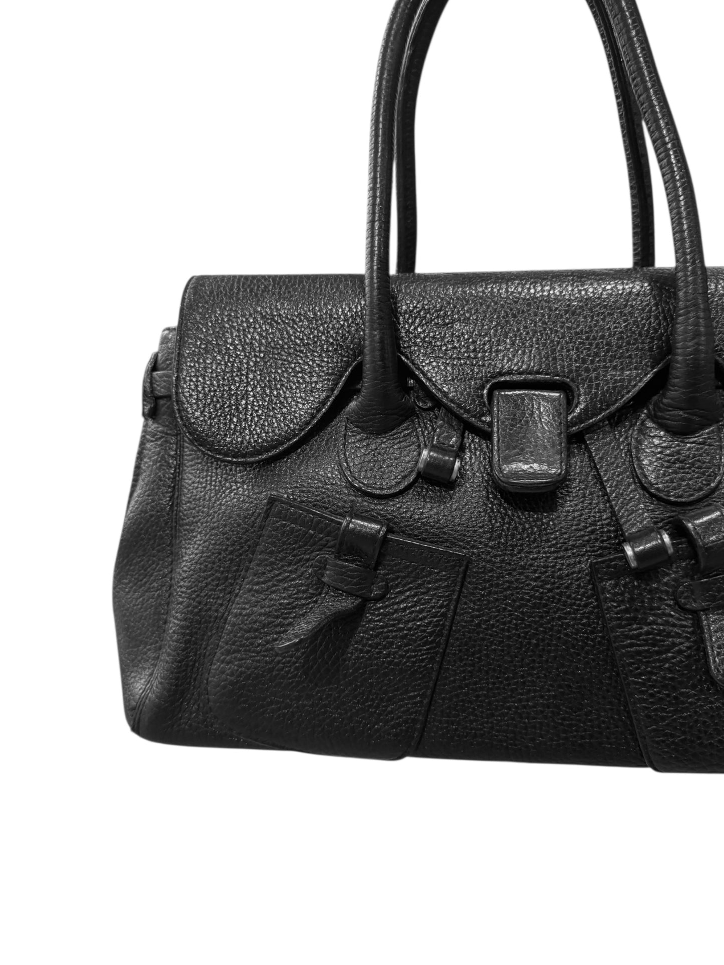 GIANFRANCO FERRE 2000s BLACK LEATHER BAG