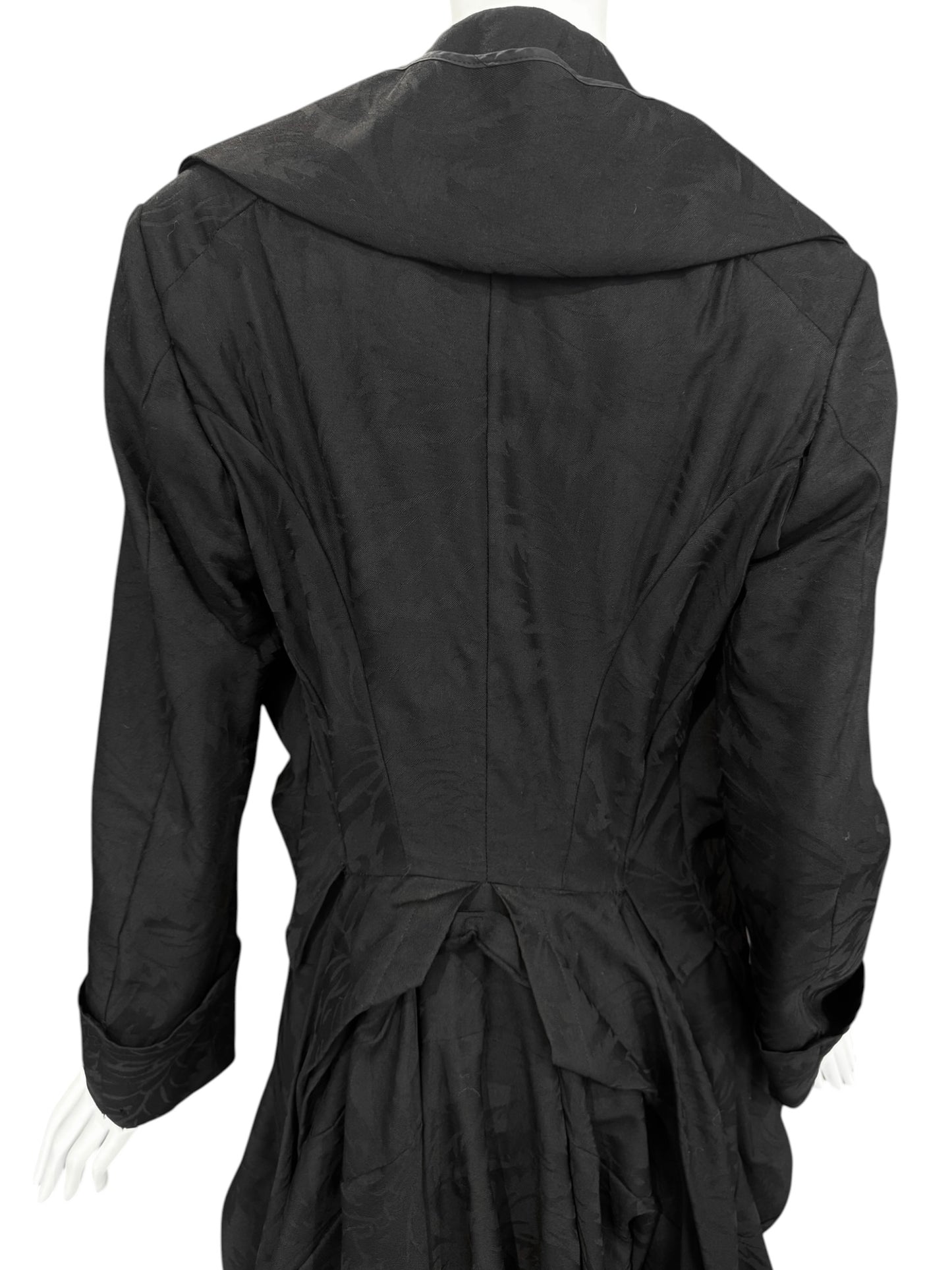 JUNYA WATANABE SS2007 BLACK WOOL JACQUARD VICTORIAN-INSPIRED COAT