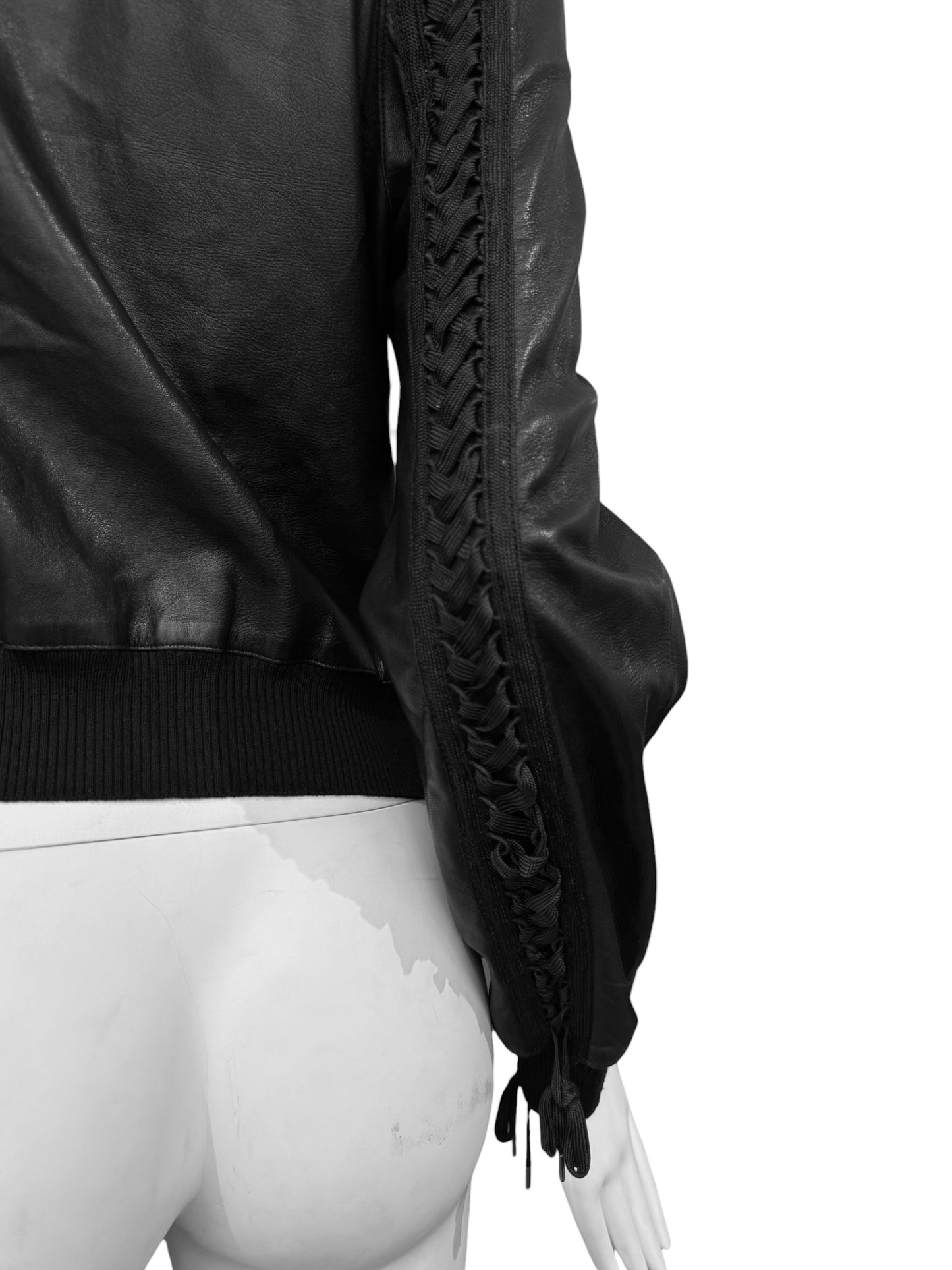 DIOR FW2002 BLACK LEATHER LACE-UP JACKET