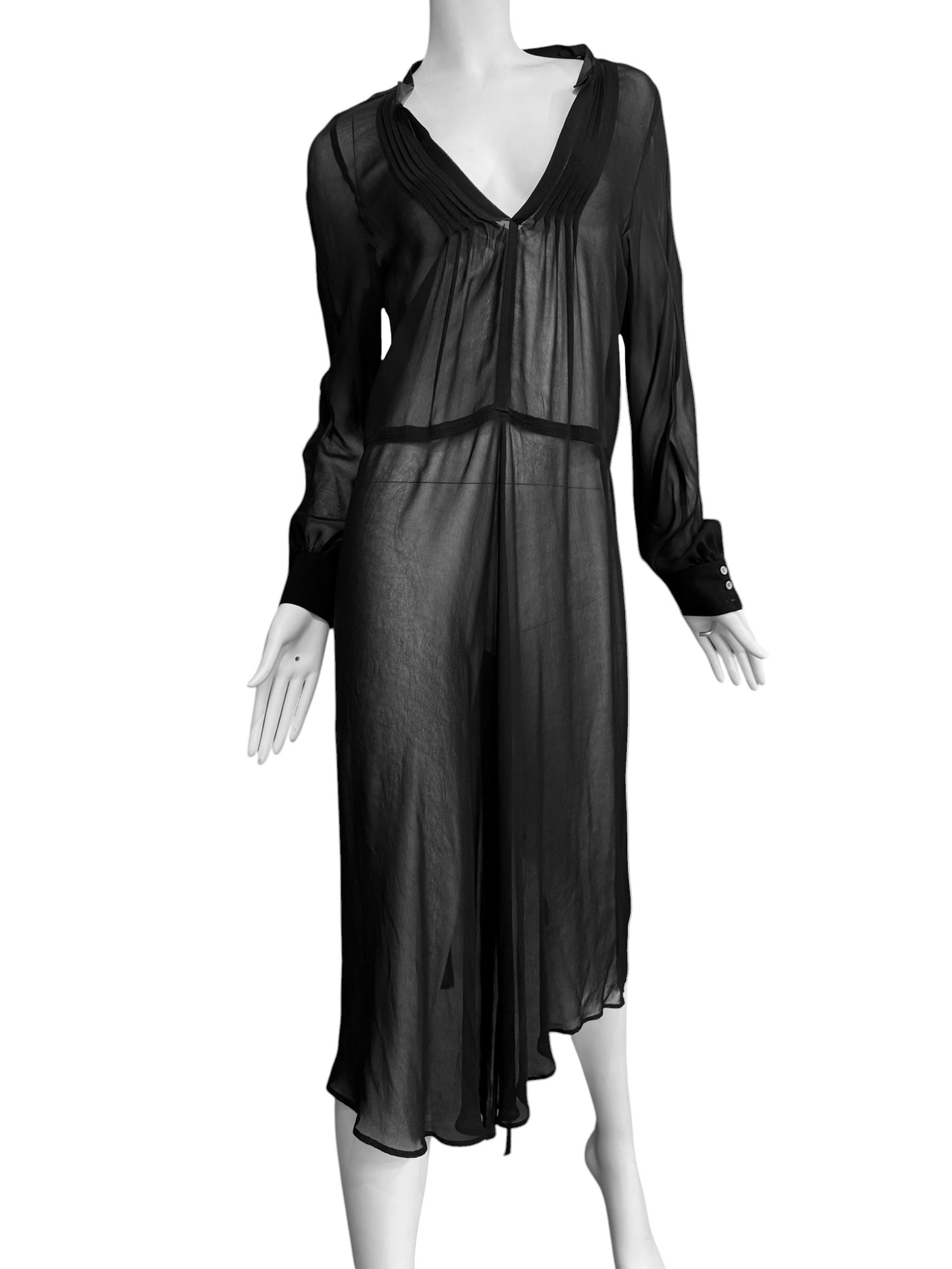JUNYA WATANABE SS2017 BLACK SHEER OPEN-BACK MIDI DRESS