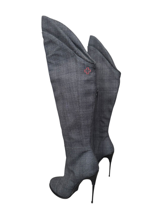A.F. VANDEVORST FW2018 GREY TARTAN BOOTS