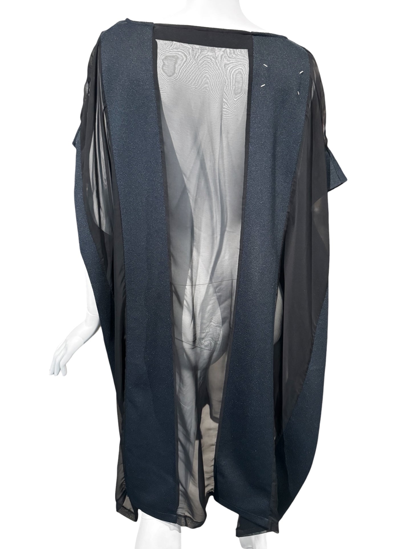 MAISON MARTIN MARGIELA SS2000 ARTISANAL BLACK & NAVY PANELS OVERSIZE DRESS