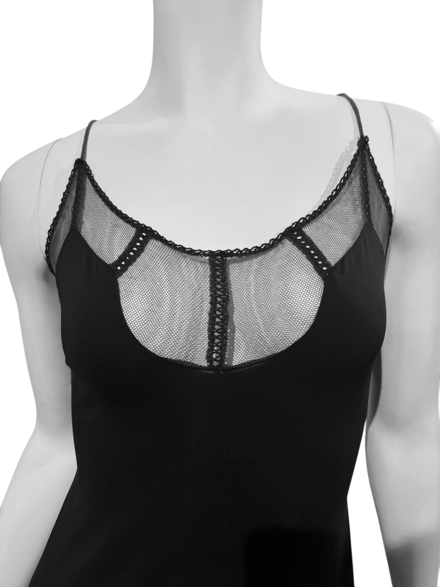 PLEIN SUD 2000s BLACK TULLE NECKLINE MIDI DRESS