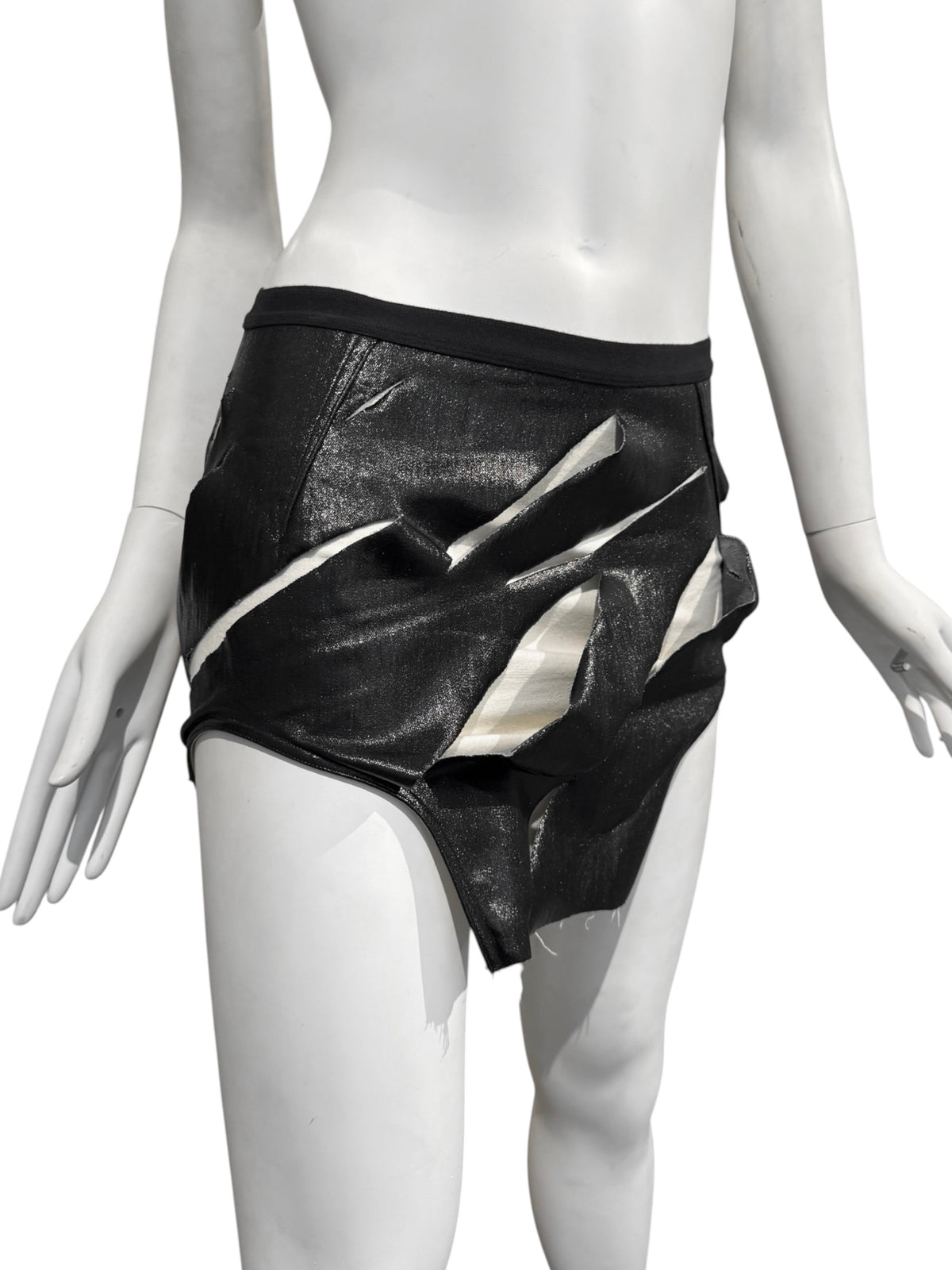 RICK OWENS FW2021 ‘GETHSEMANE’ BLACK RIPPED MINI SKIRT