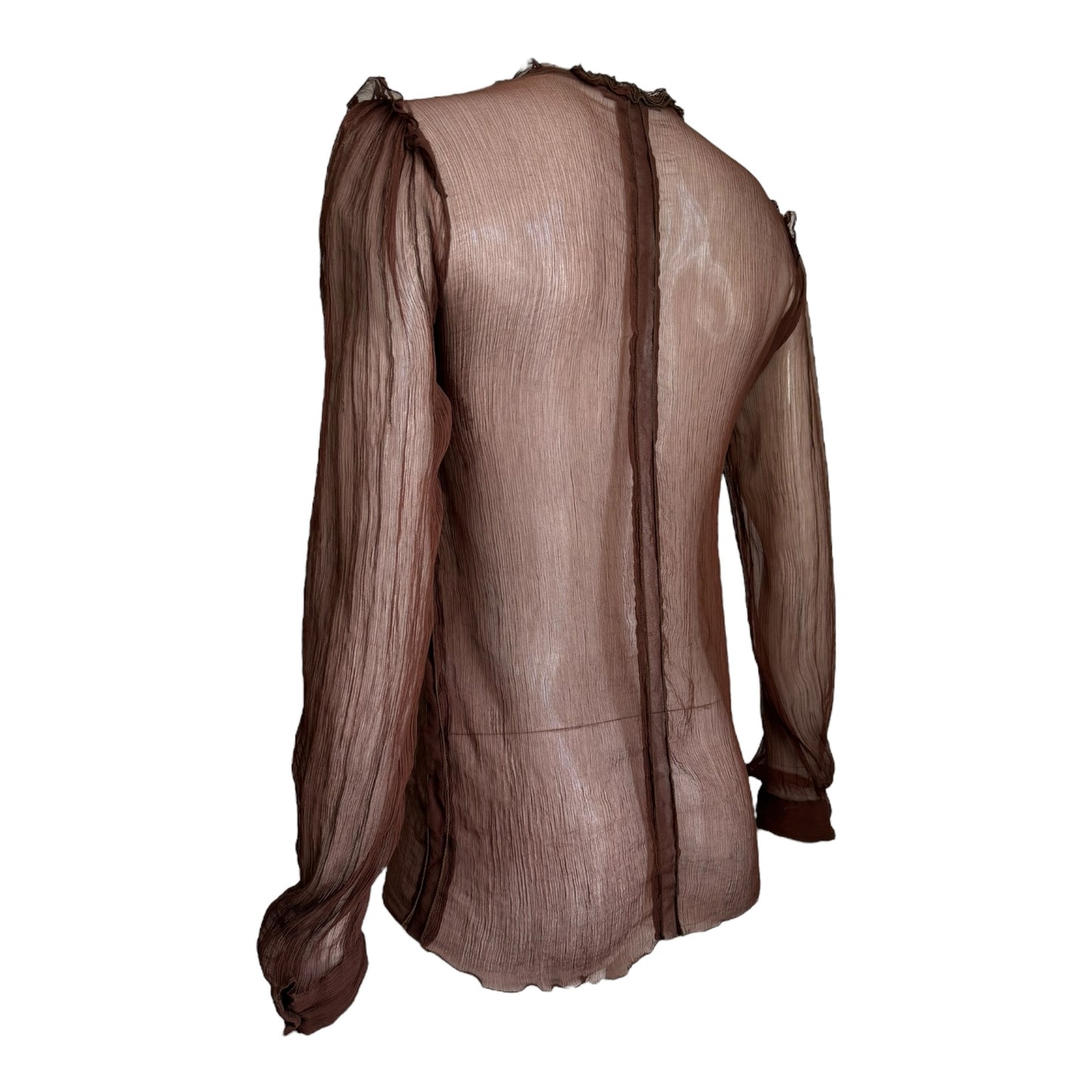 DOLCE & GABBANA 2000s BROWN SILK SHEER BLOUSE