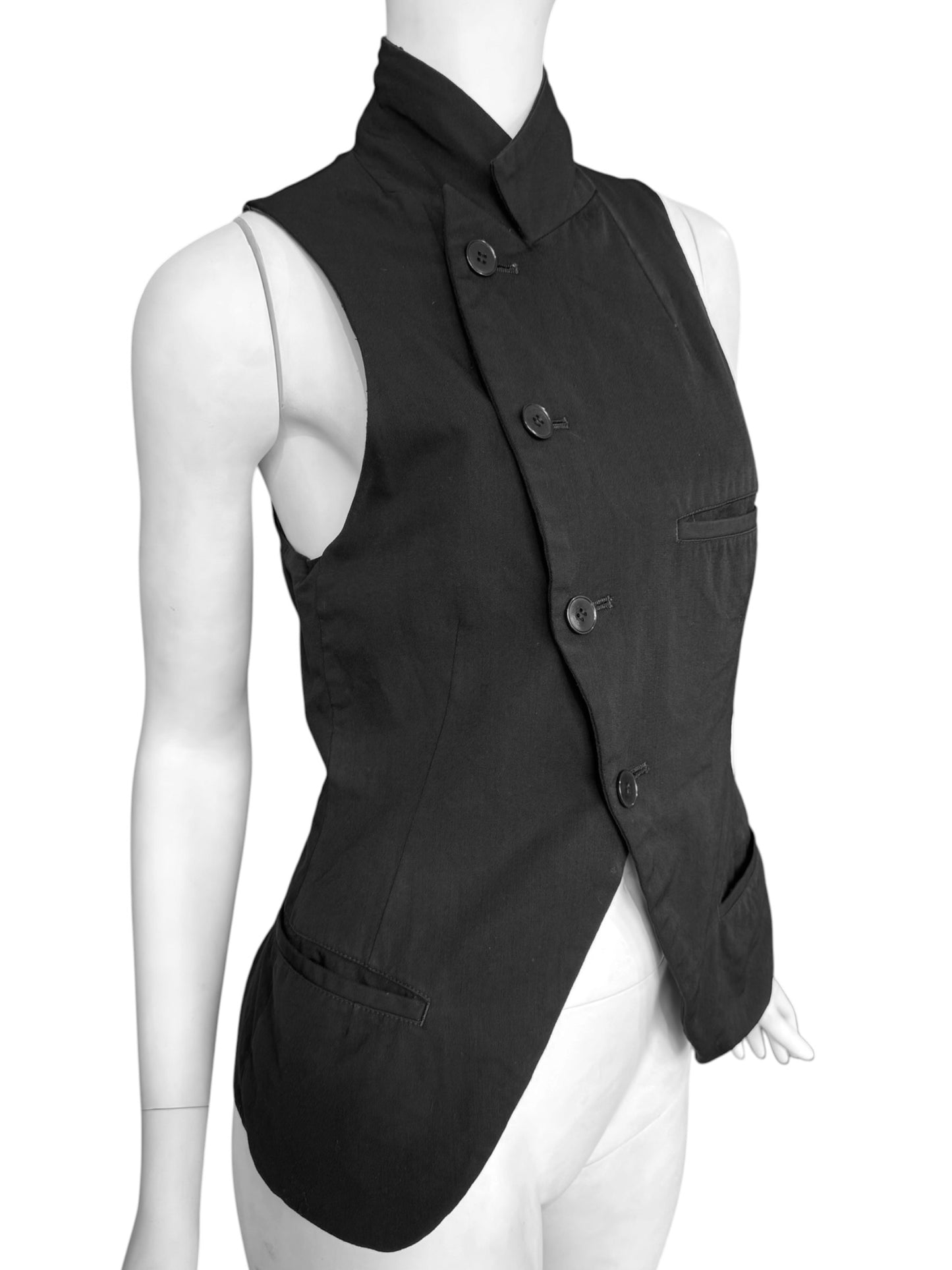 Y’S YOHJI YAMAMOTO 2000s BLACK WOOL ASYMMETRICAL VEST