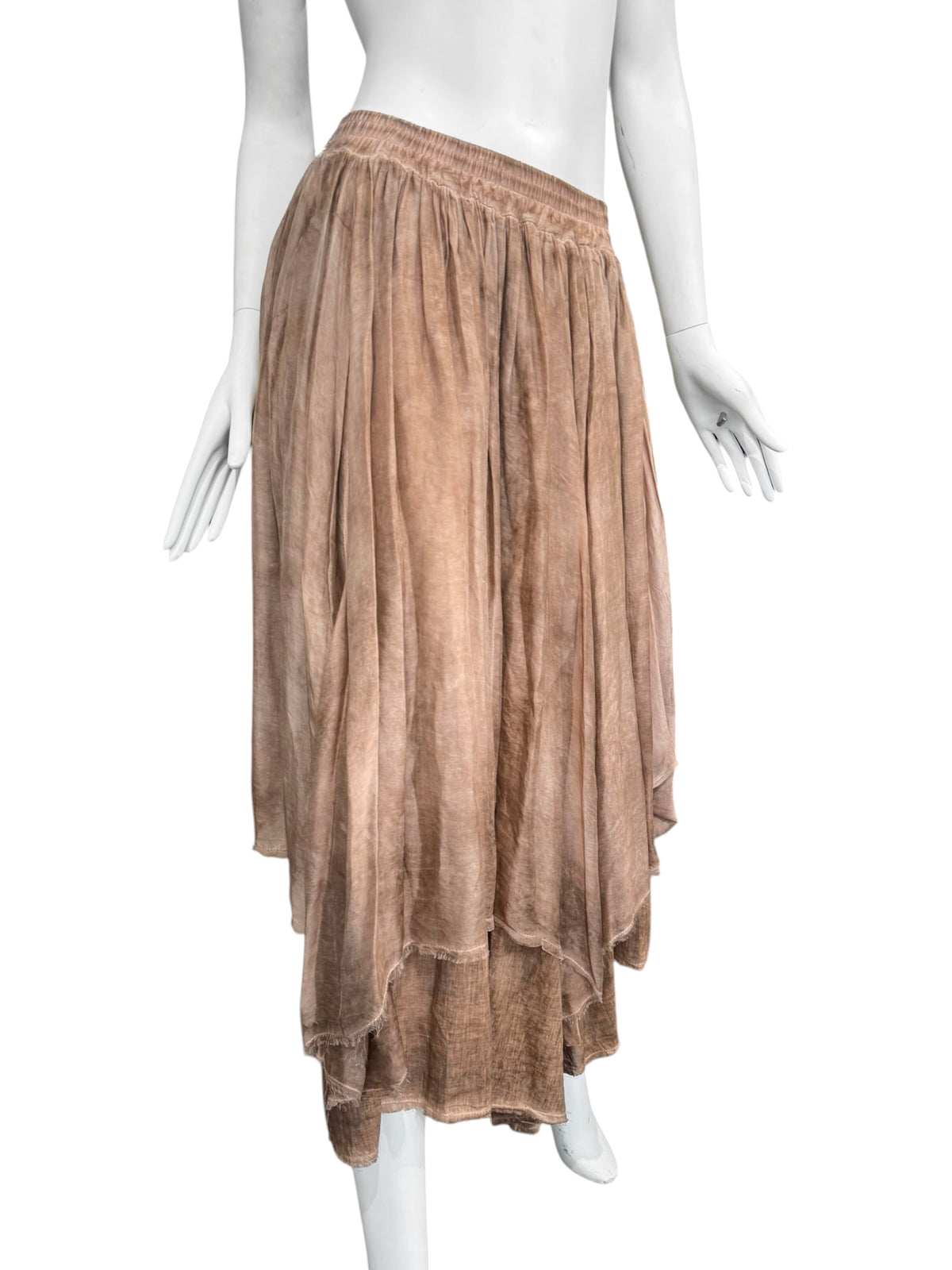 SANCTAMUERTE 2020s RUST LAYERED MAXI SKIRT