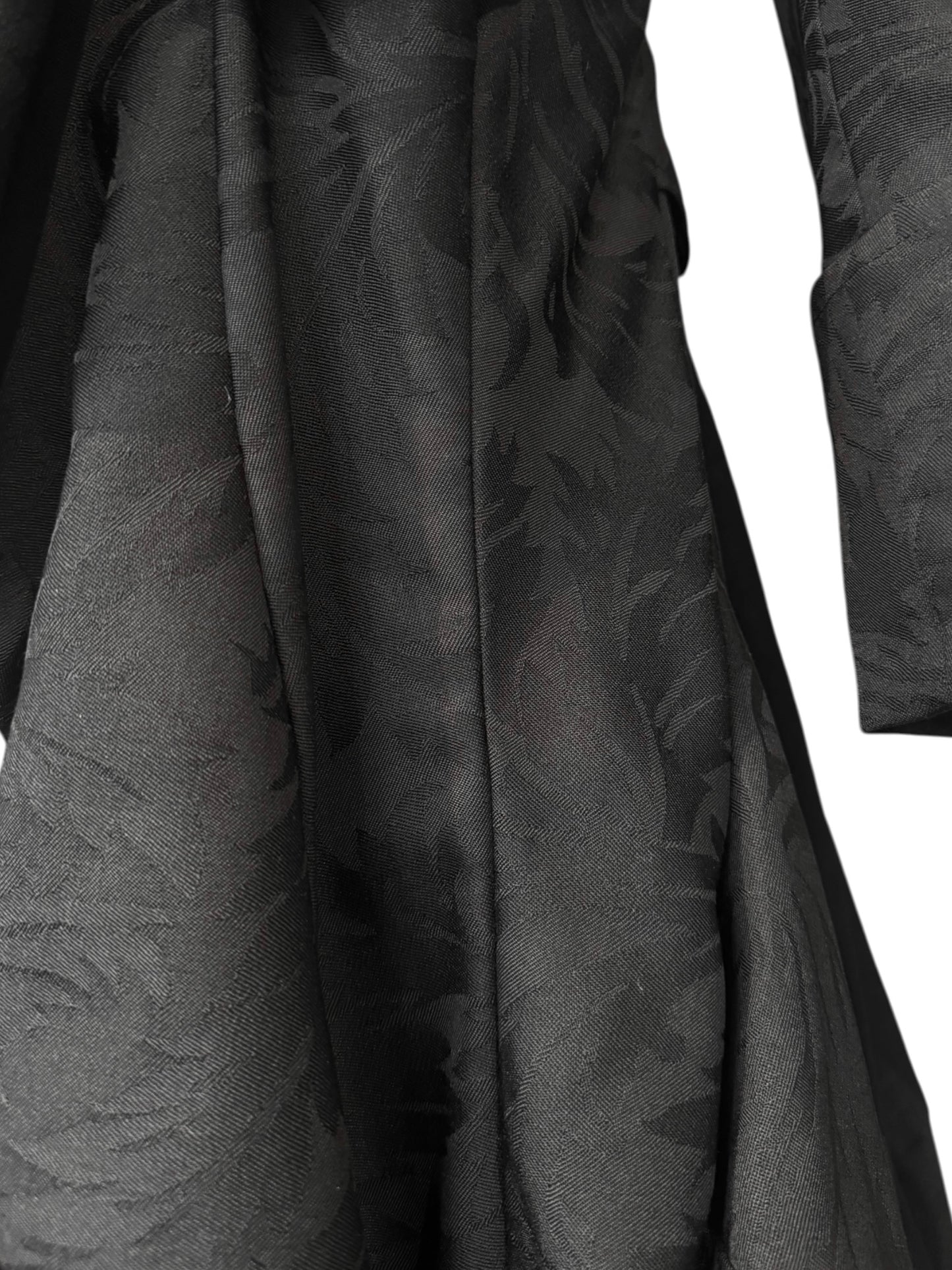 JUNYA WATANABE SS2007 BLACK WOOL JACQUARD VICTORIAN-INSPIRED COAT