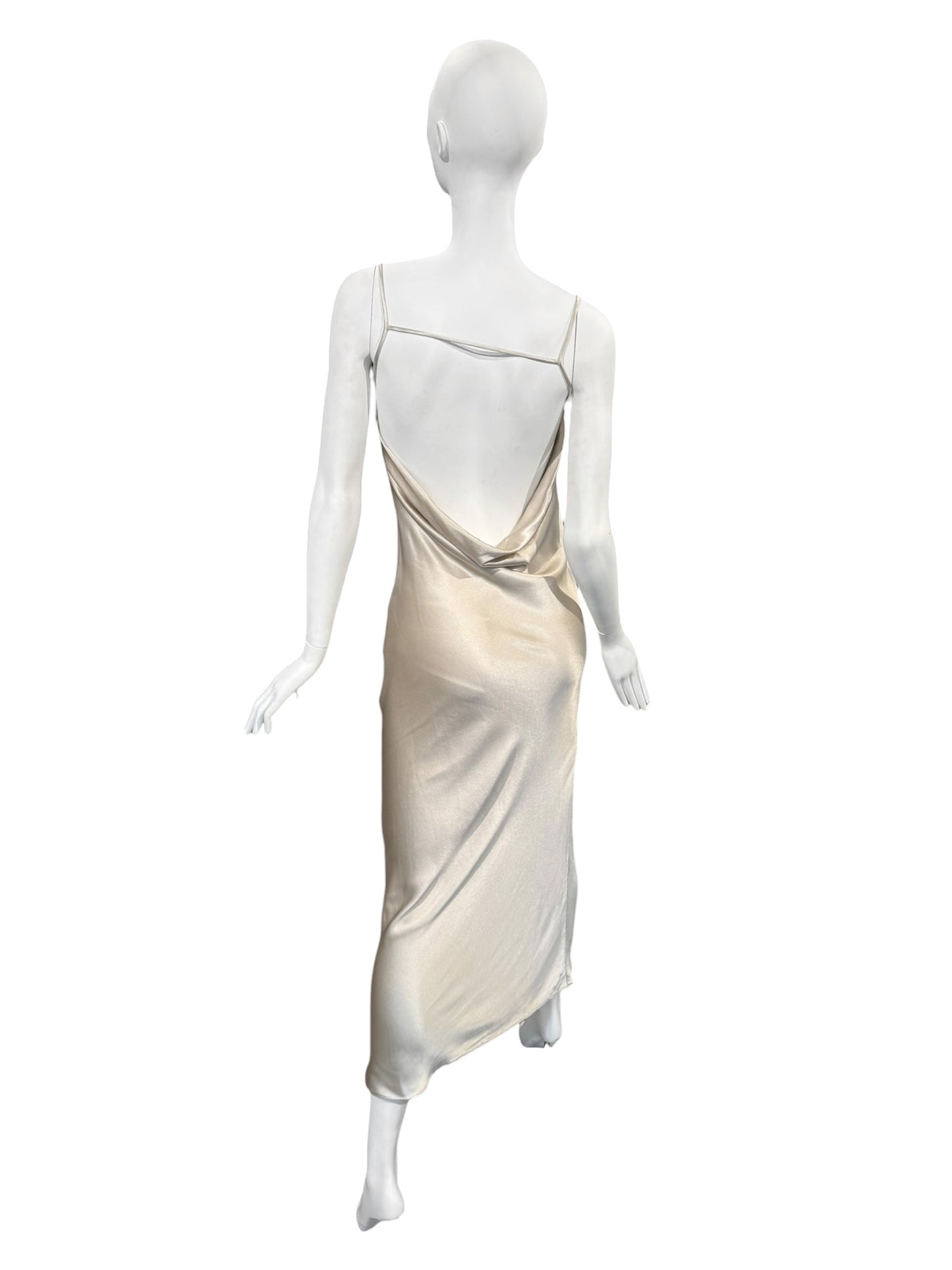 PLEIN SUD 1990s CHAMPAGNE OPEN BACKLESS MAXI DRESS