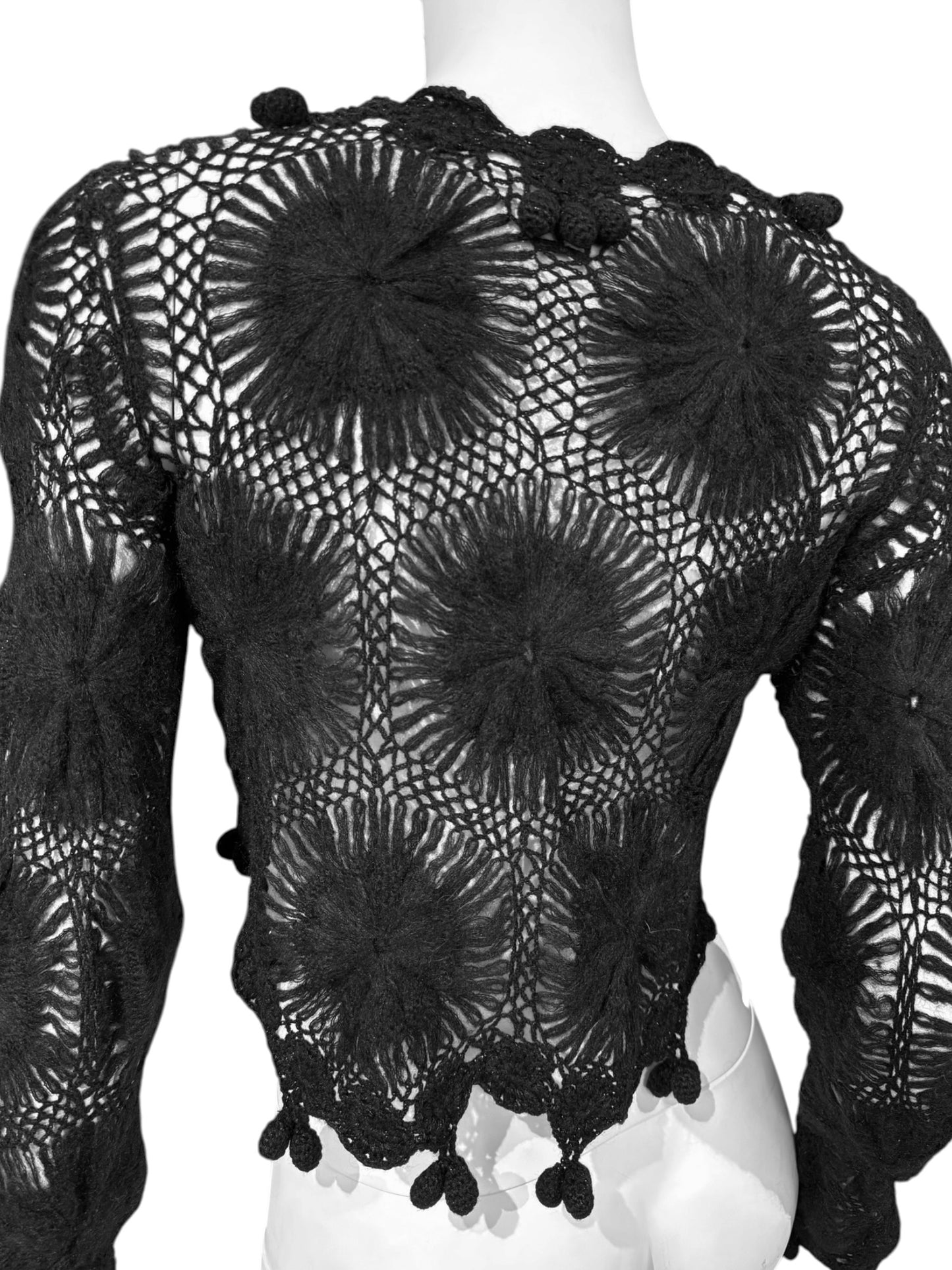 JOHN GALLIANO 2000s BLACK MOHAIR CROCHET CARDIGAN