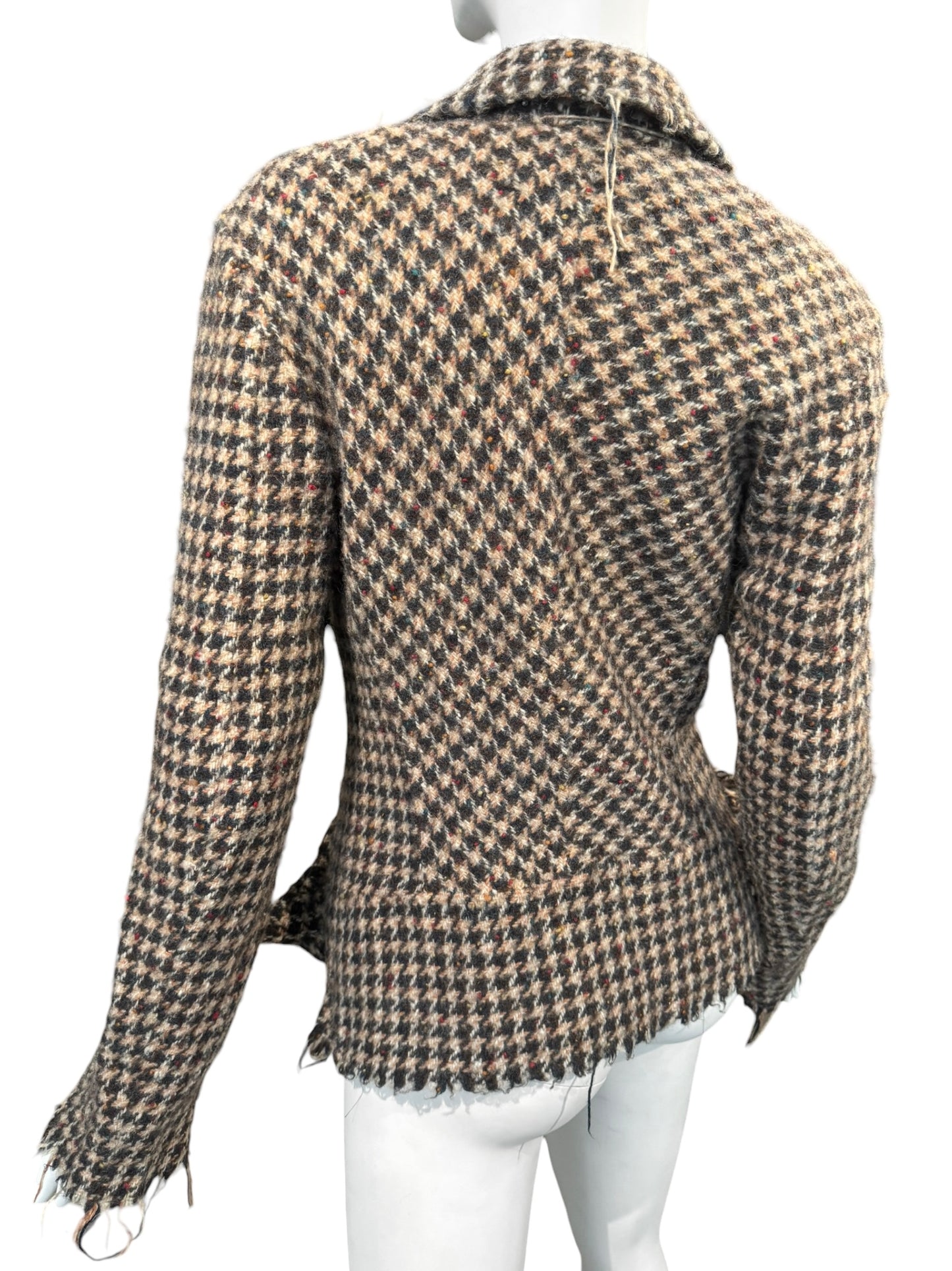 JUNYA WATANABE FW2003 BROWN WOOL HOUNDSTOOTH TWEED BOW BLAZER