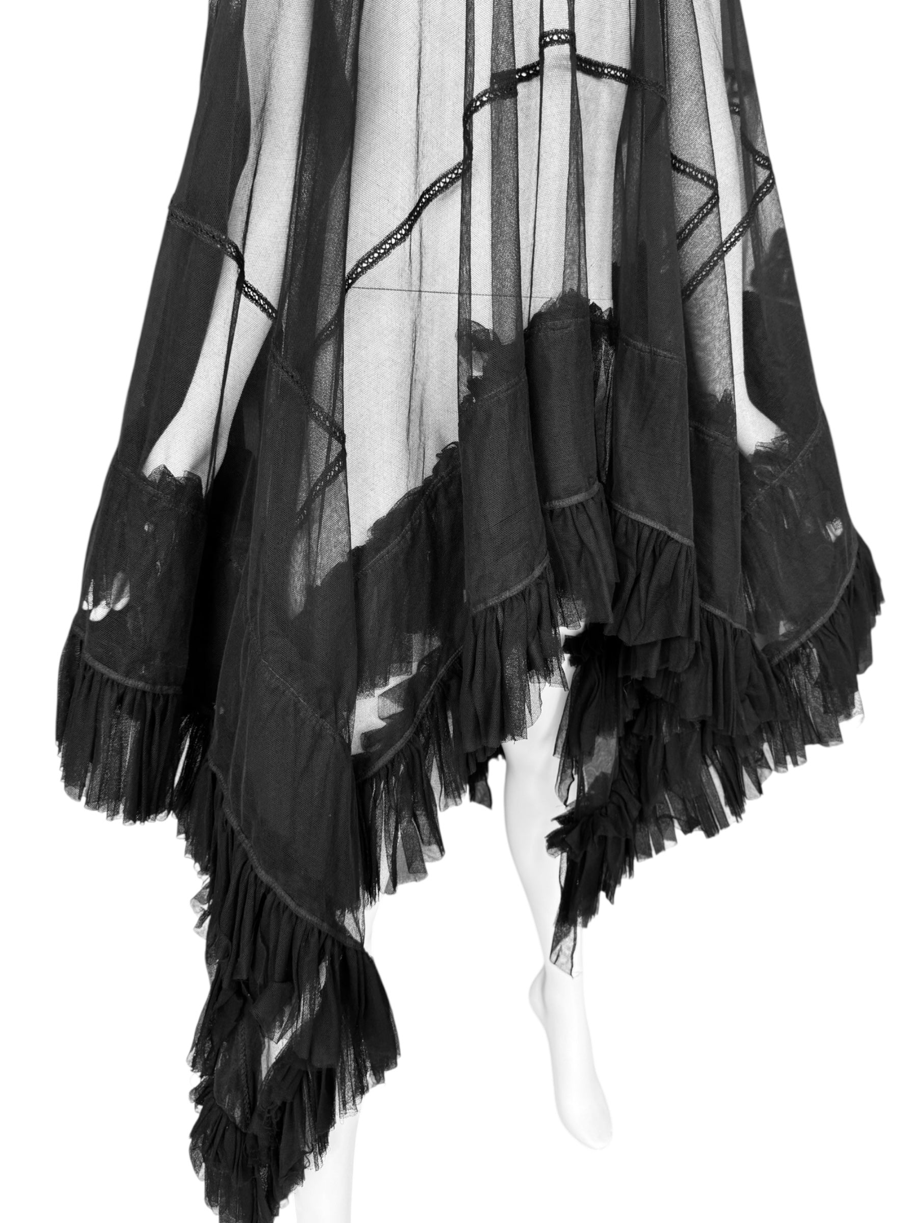 FAYÇAL AMOR FW1994 BLACK TULLE RUFFLES XXL SHAWL