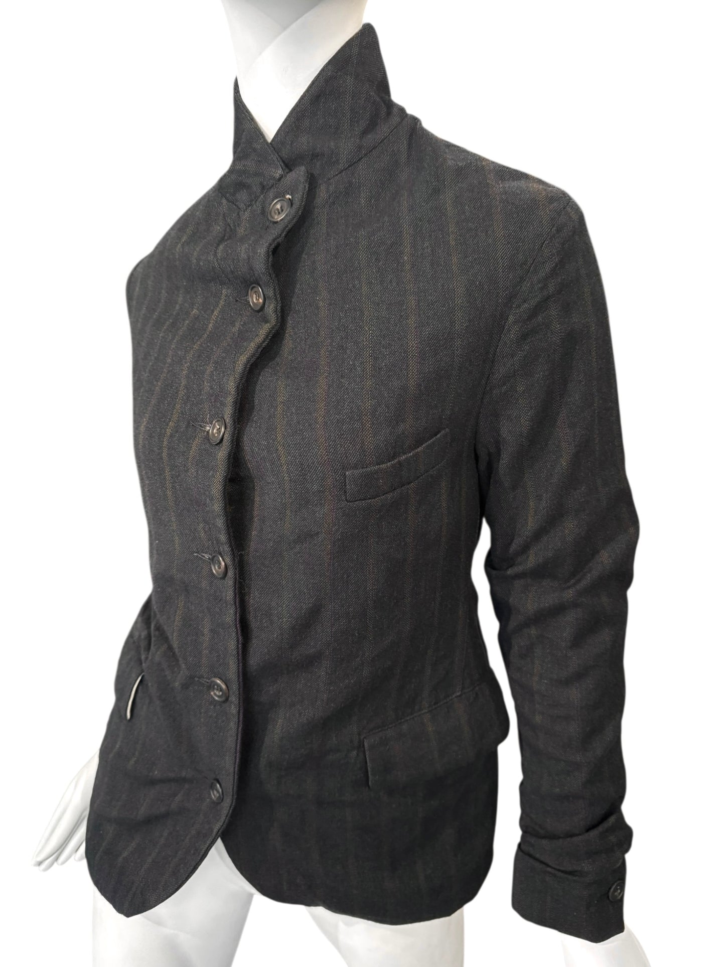 PAUL HARNDEN SHOEMAKERS 2010s DARK BROWN WOOL STRIPED JACKEY