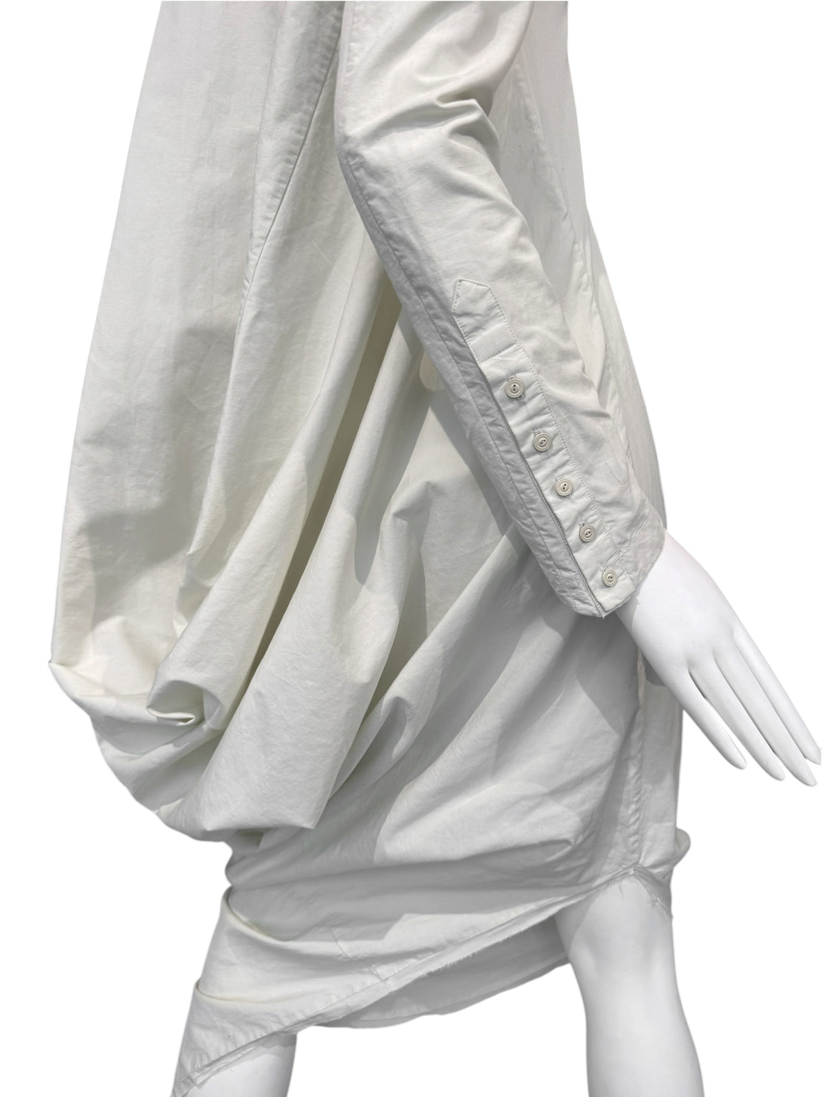 MARC LE BIHAN 2020s OFF-WHITE DRAPED HIGH-NECK MAXI DRESS