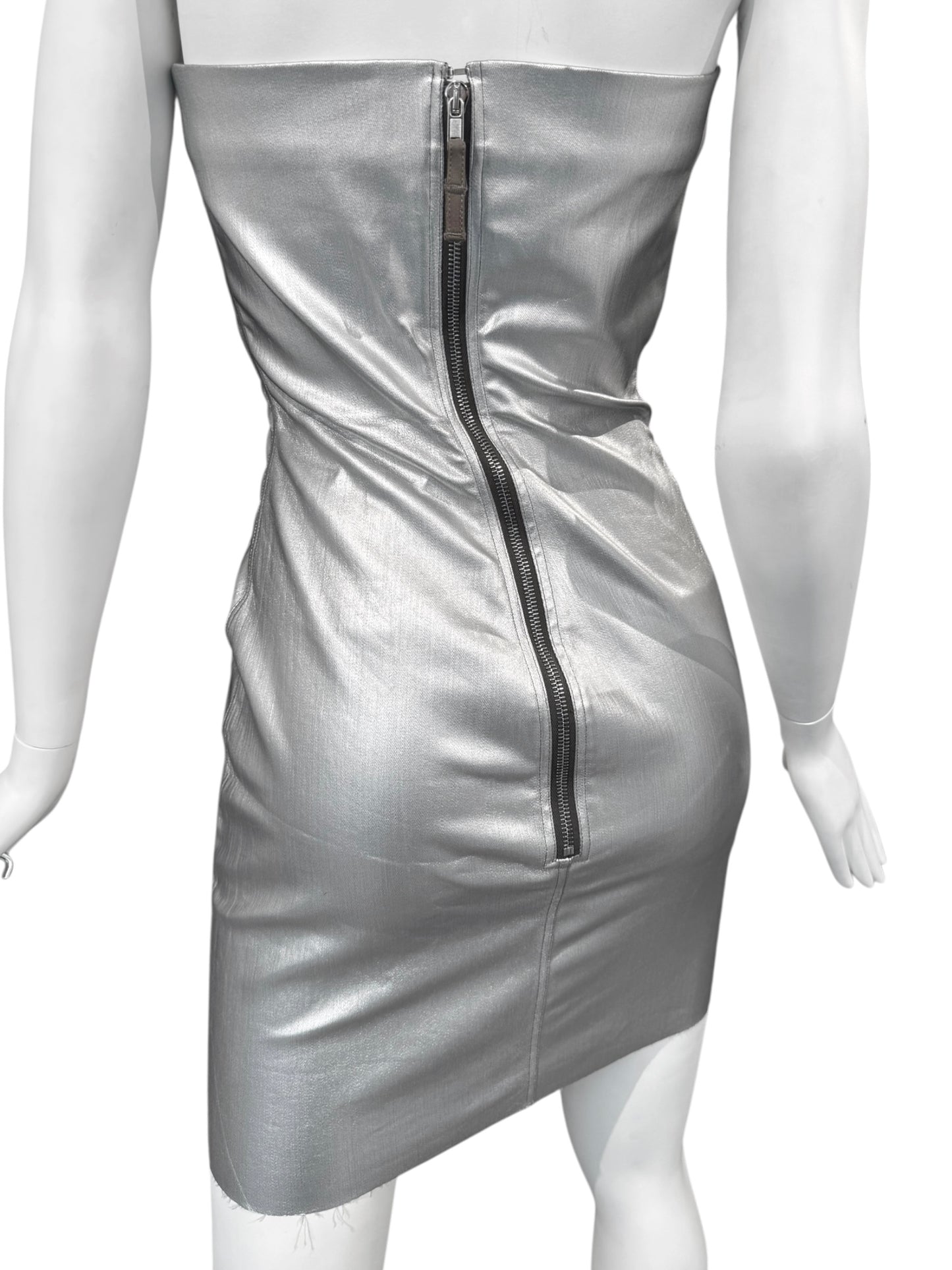 RICK OWENS FW2022 SILVER COATED BUSTIER MINI DRESS