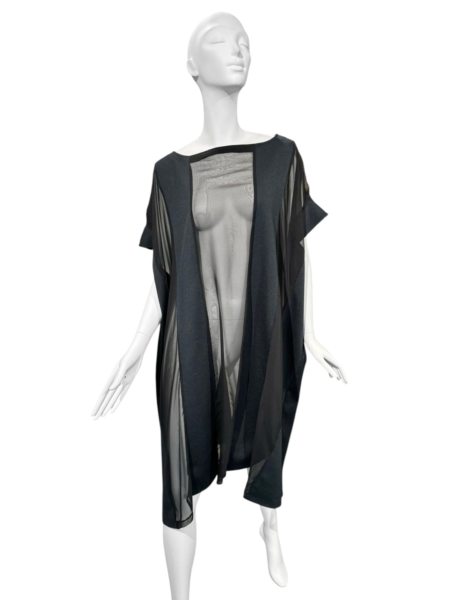 MAISON MARTIN MARGIELA SS2000 ARTISANAL BLACK & NAVY PANELS OVERSIZE DRESS