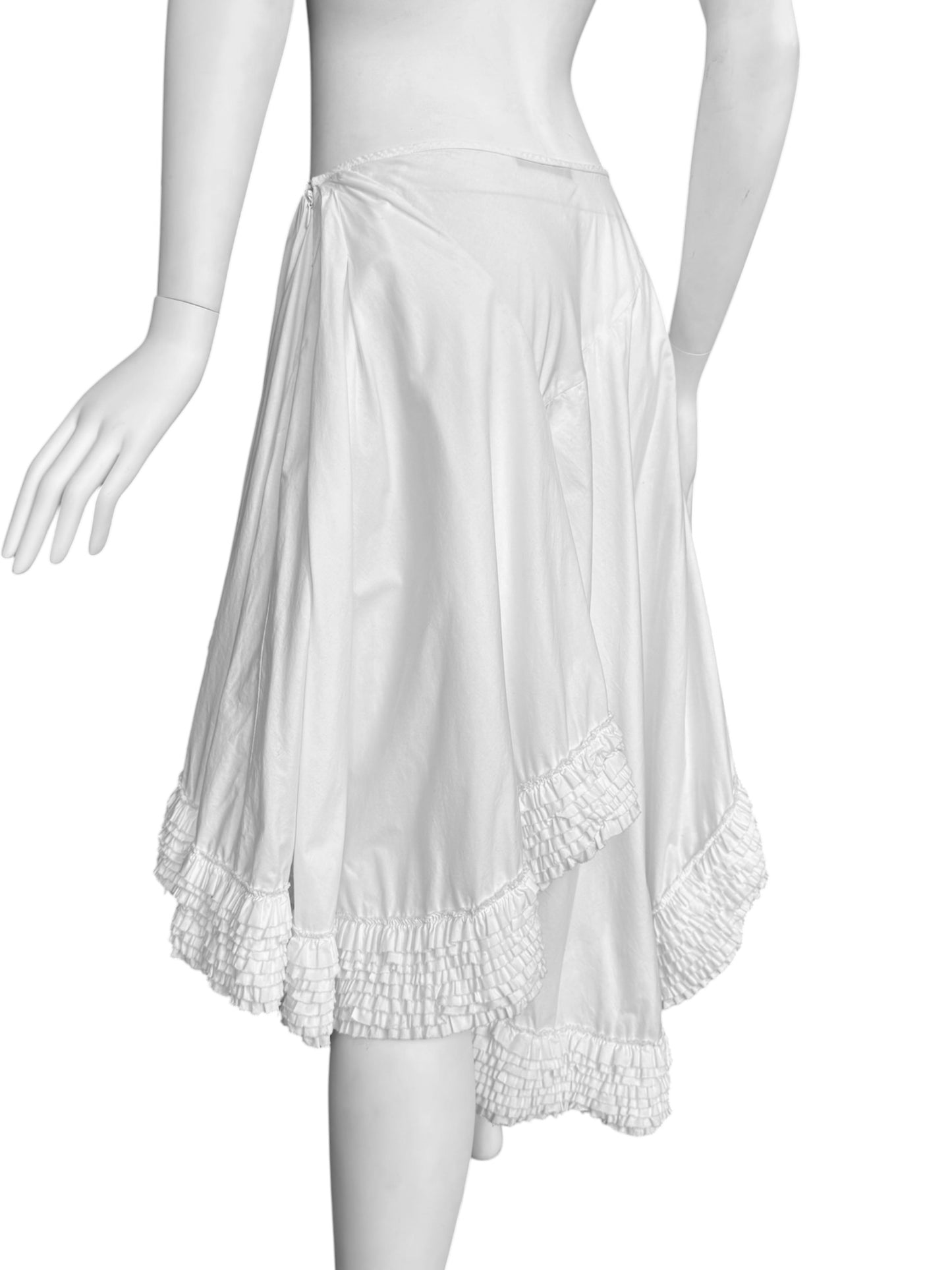 ALEXANDER MCQUEEN SS2002 ‘THE DANCE OF THE TWISTED BULL’ WHITE RUFFLES MIDI SKIRT
