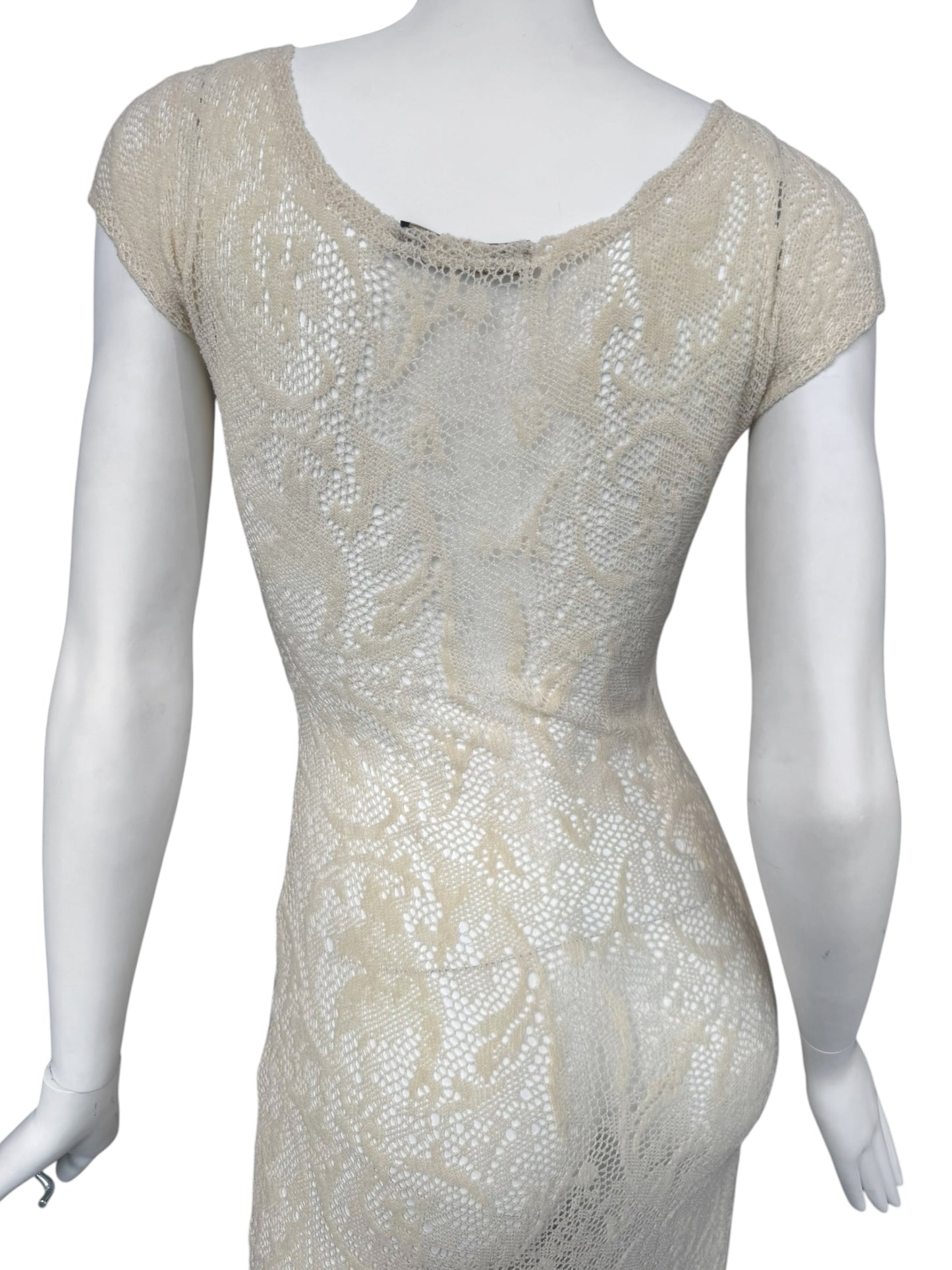 PLEIN SUD SS1993 CREAM WOOL LACE MAXI DRESS