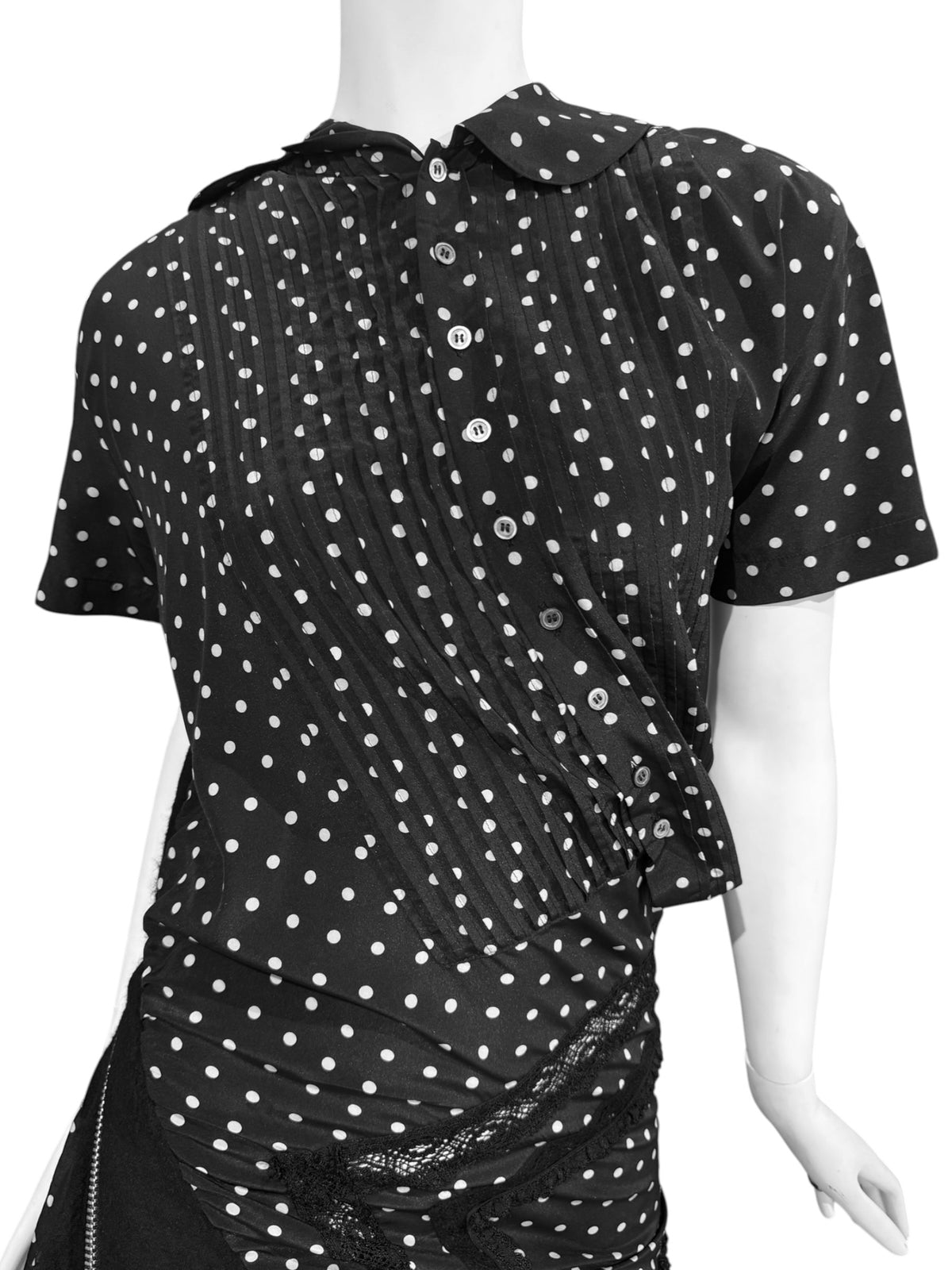 JUNYA WATANABE FW2007 BLACK POLKA DOT TWISTED MIDI DRESS
