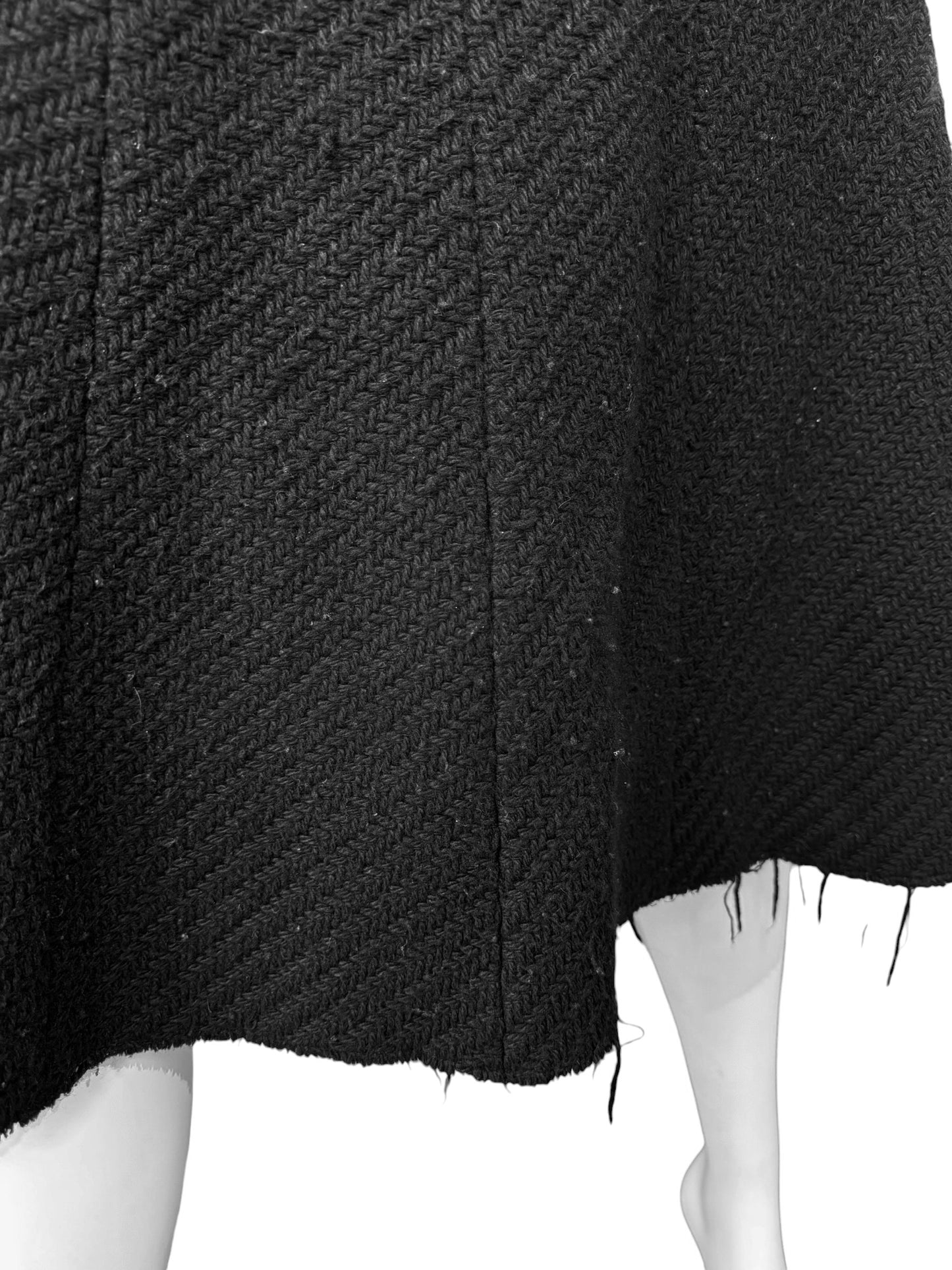 A.F. VANDEVORST 2000s BLACK KNIT RAW MIDI SKIRT
