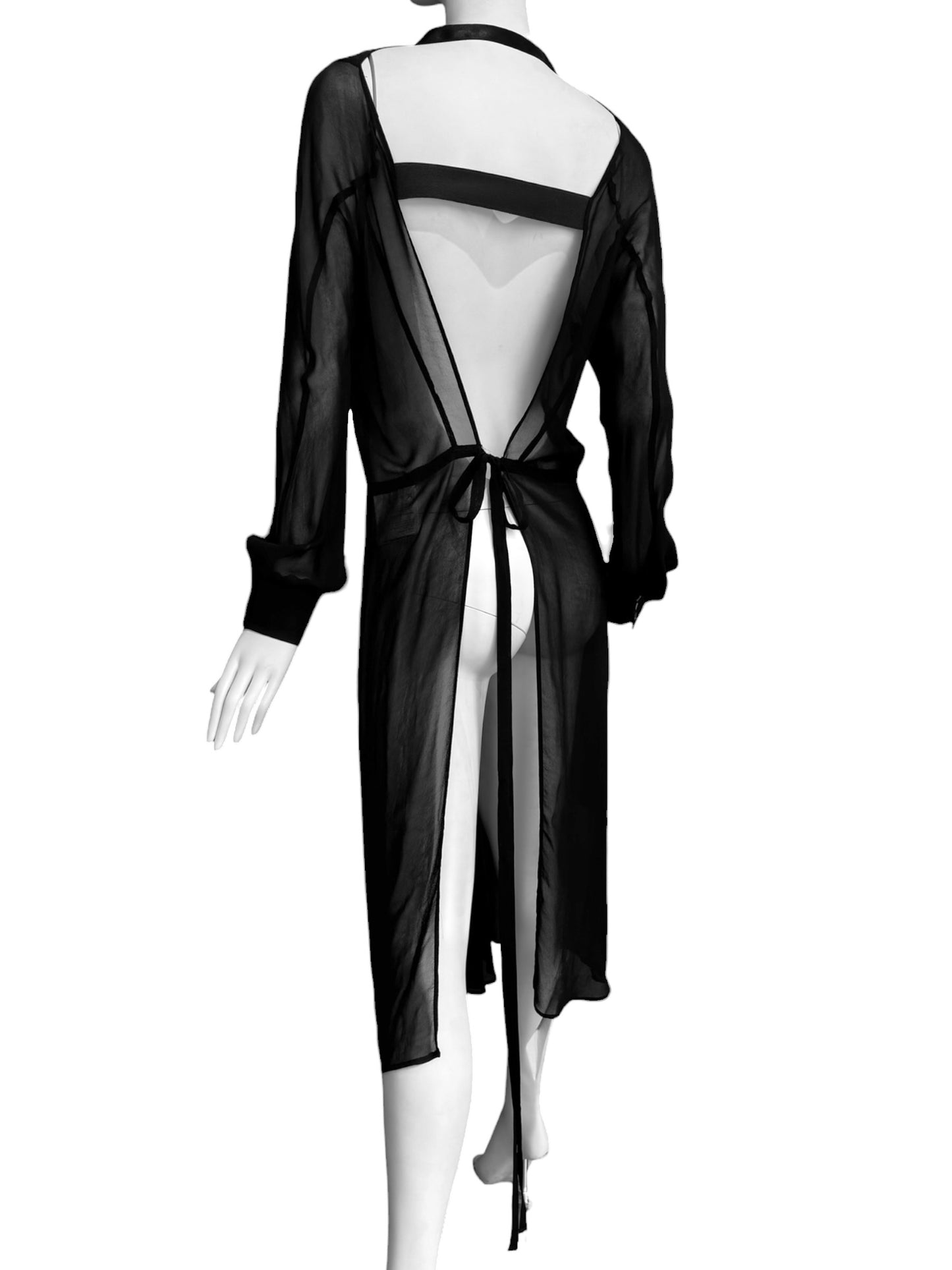 JUNYA WATANABE SS2017 BLACK SHEER OPEN-BACK MIDI DRESS