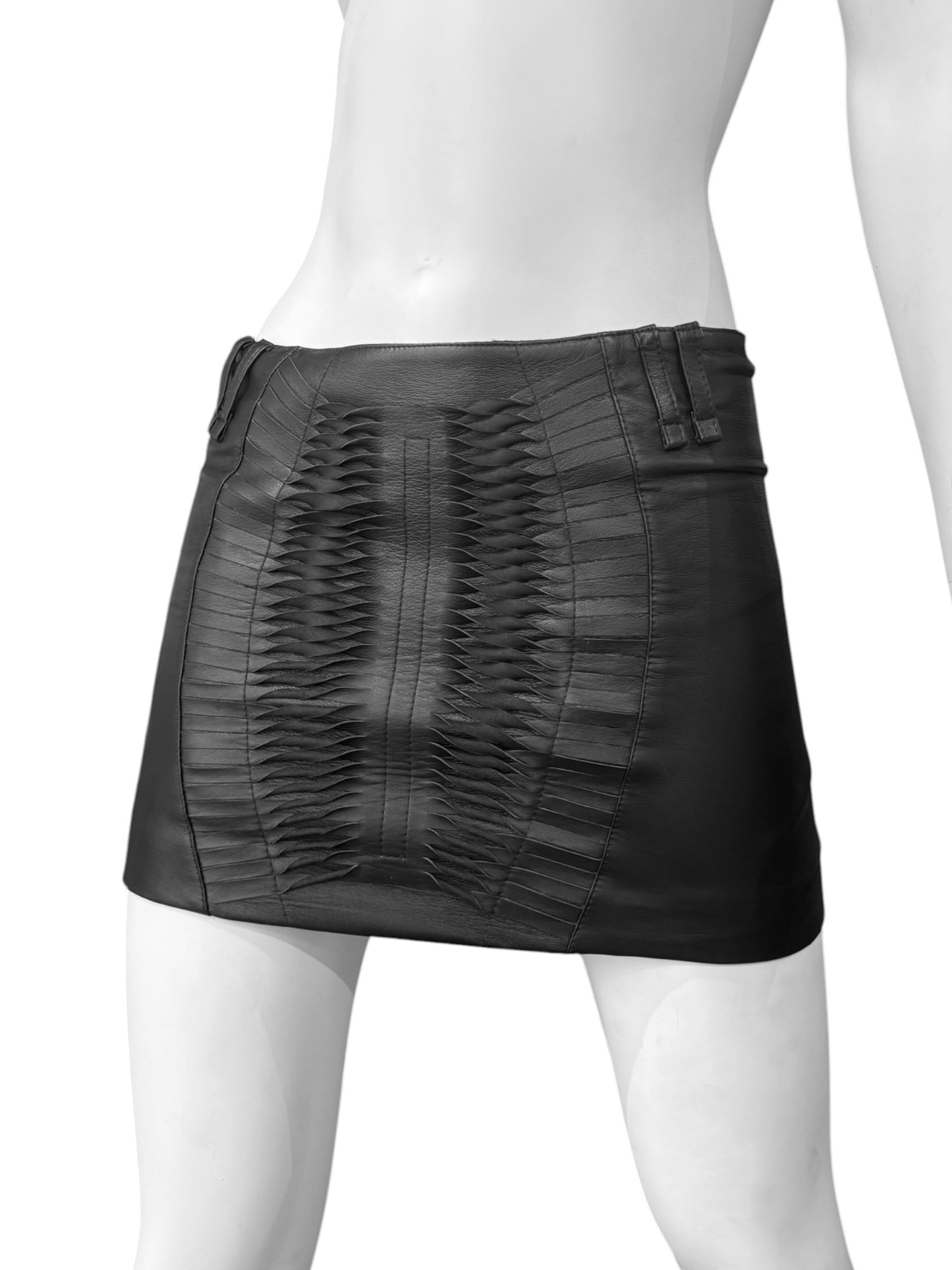 PLEIN SUD FW2012 BLACK LEATHER TWISTED MINI SKIRT