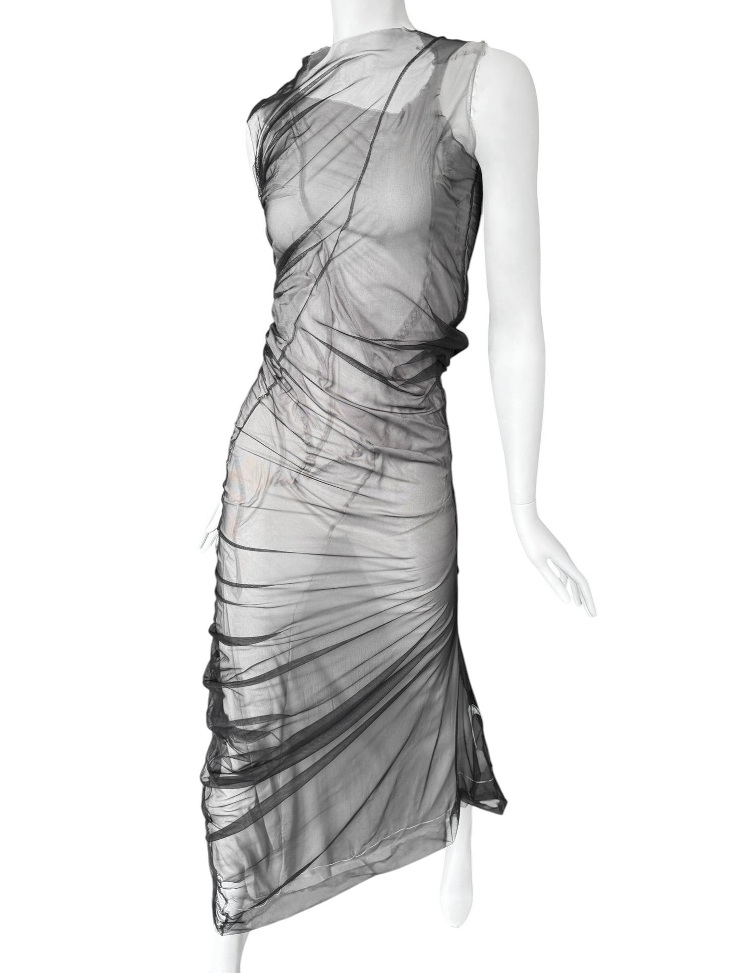 MAISON MARGIELA SS2021 BY JOHN GALLIANO BLACK & WHITE LAYERED DRAPÉ MAXI DRESS