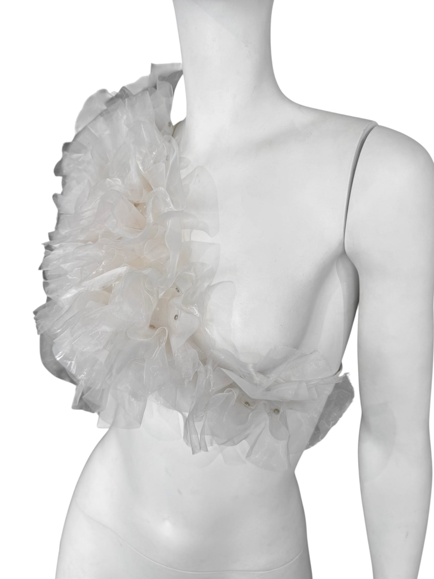 NOIR KEI NINOMIYA FW2020 WHITE RUFFLES HARNESS