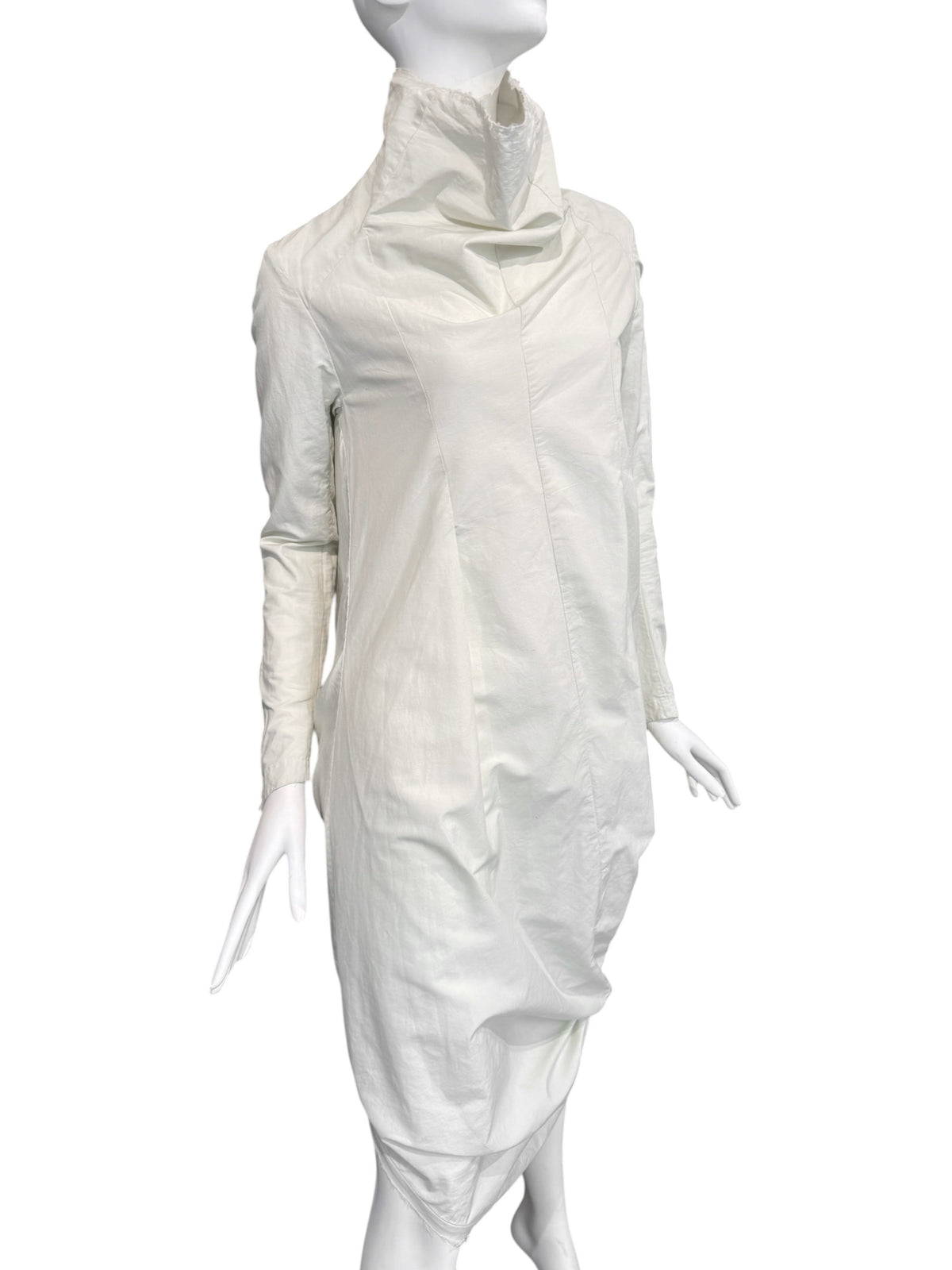 MARC LE BIHAN 2020s OFF-WHITE DRAPED HIGH-NECK MAXI DRESS